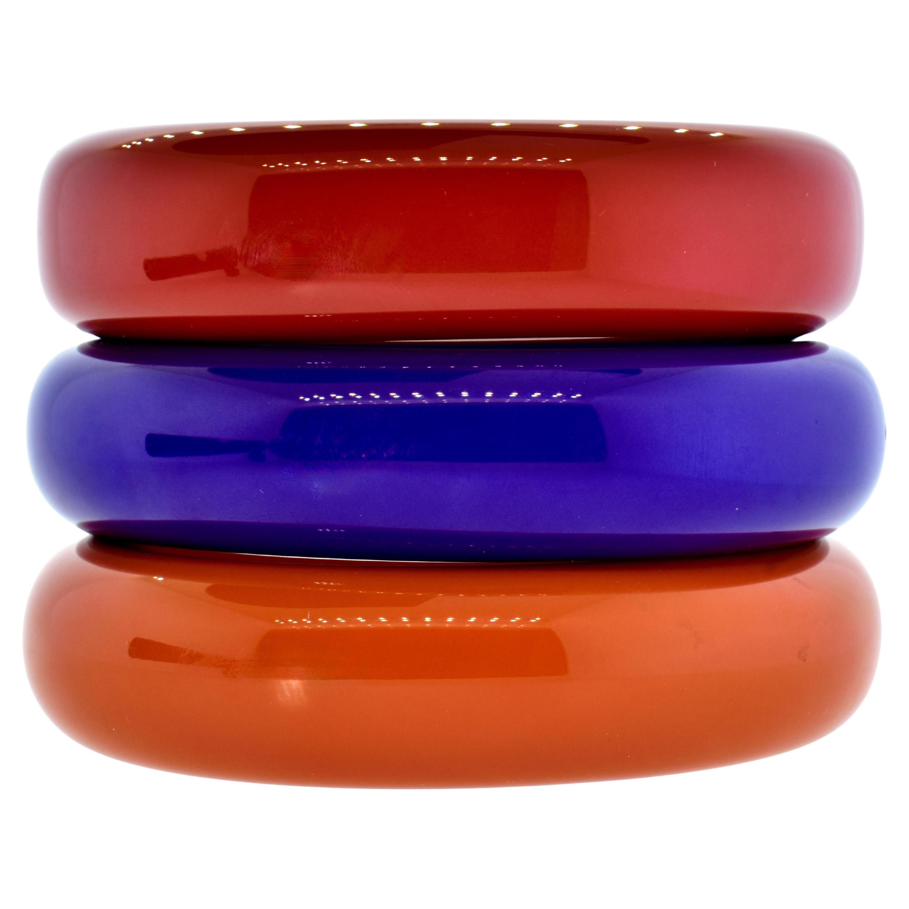 Tiffany 
Company Elsa Peretti Lacquer Bangle Bracelets, Vintage, set of 3 in vendita