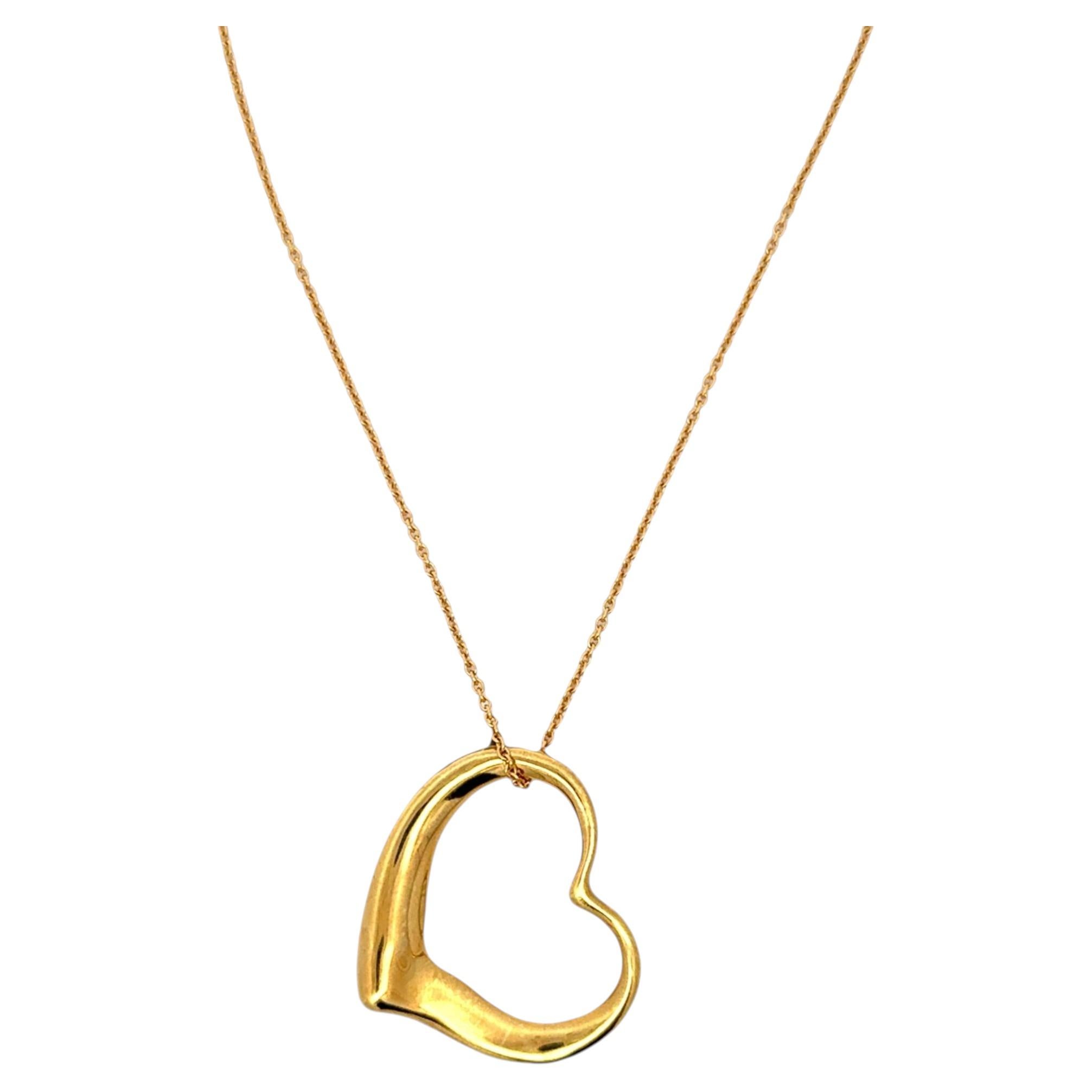 Tiffany & Company Elsa Peretti Large Floating Heart 18KYG Pendant Necklace
