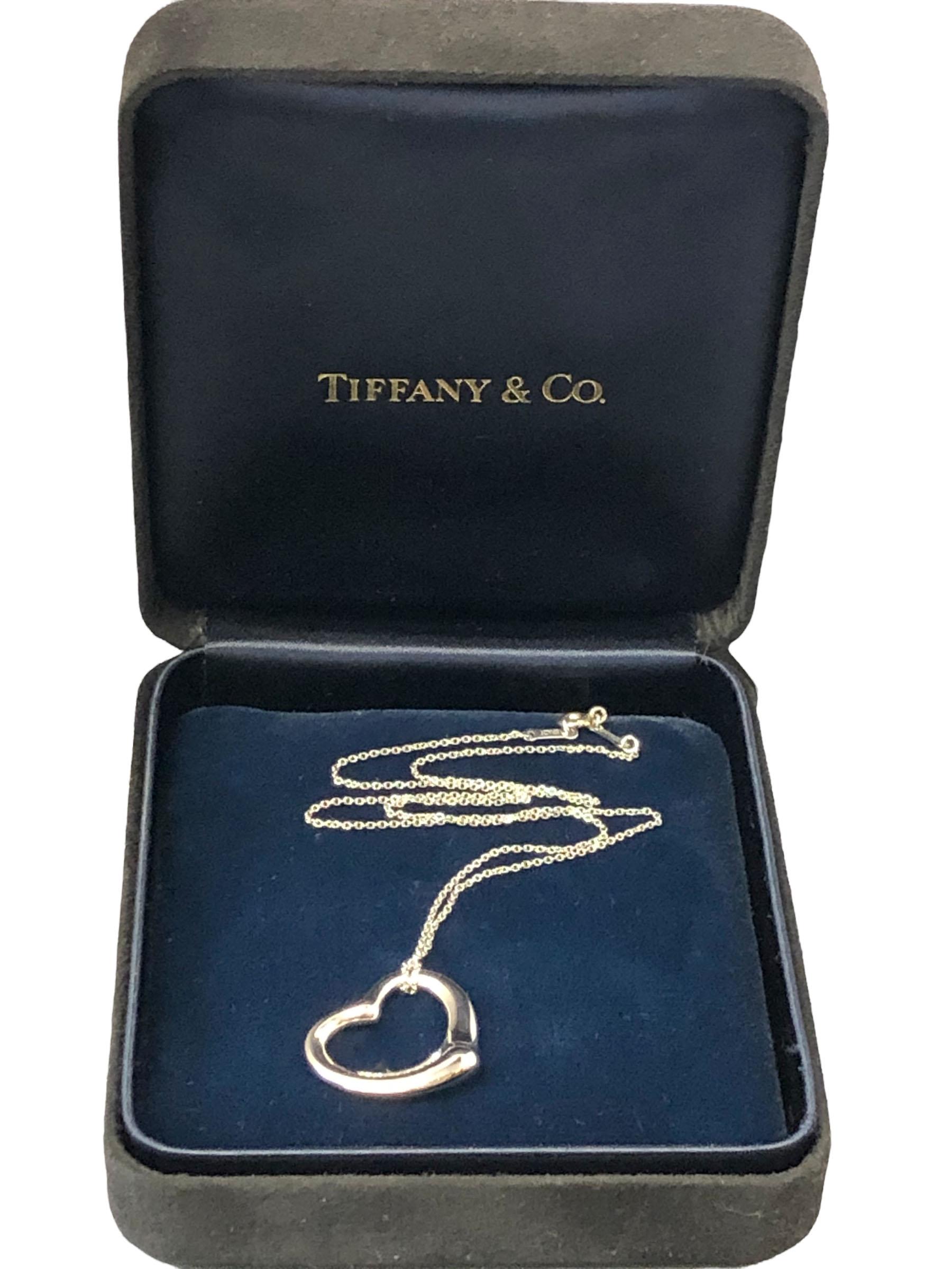 Tiffany & Co. Elsa Peretti Platinum and Diamond Heart Pendant In Excellent Condition In Chicago, IL