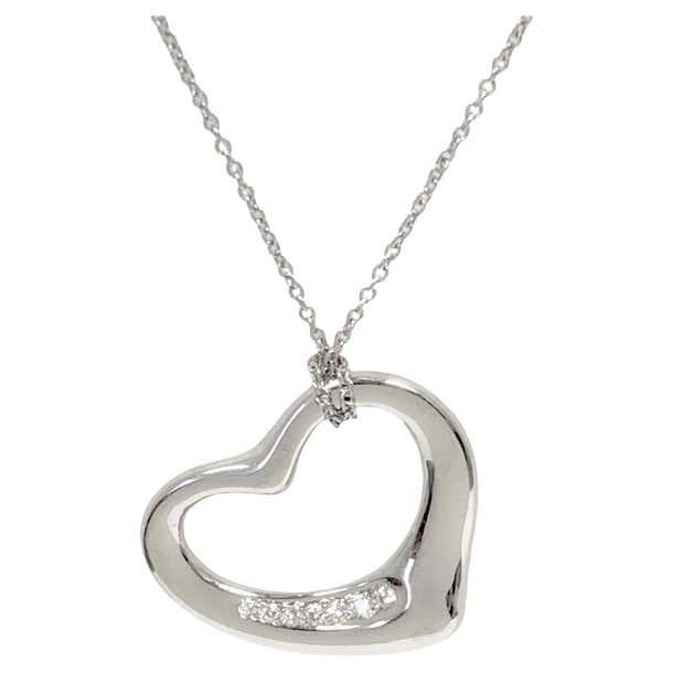 Tiffany and Co. Elsa Peretti Platinum and Diamond Heart Pendant For ...
