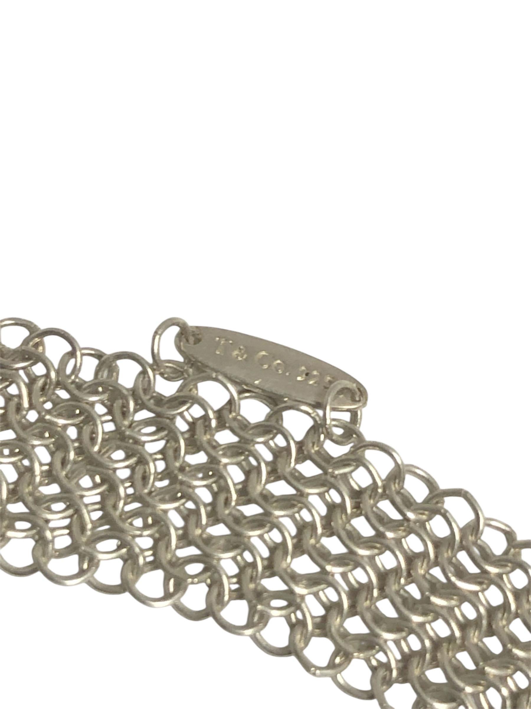 Women's or Men's Tiffany & Company Elsa Peretti Sterling Mesh Bib Necklace For Sale