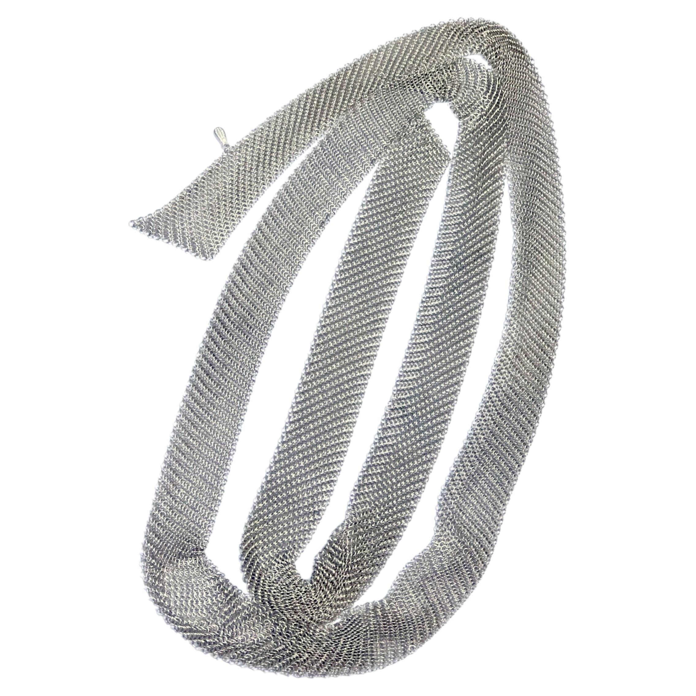 Tiffany & Company Elsa Peretti Sterling Mesh long Scarf Necklace