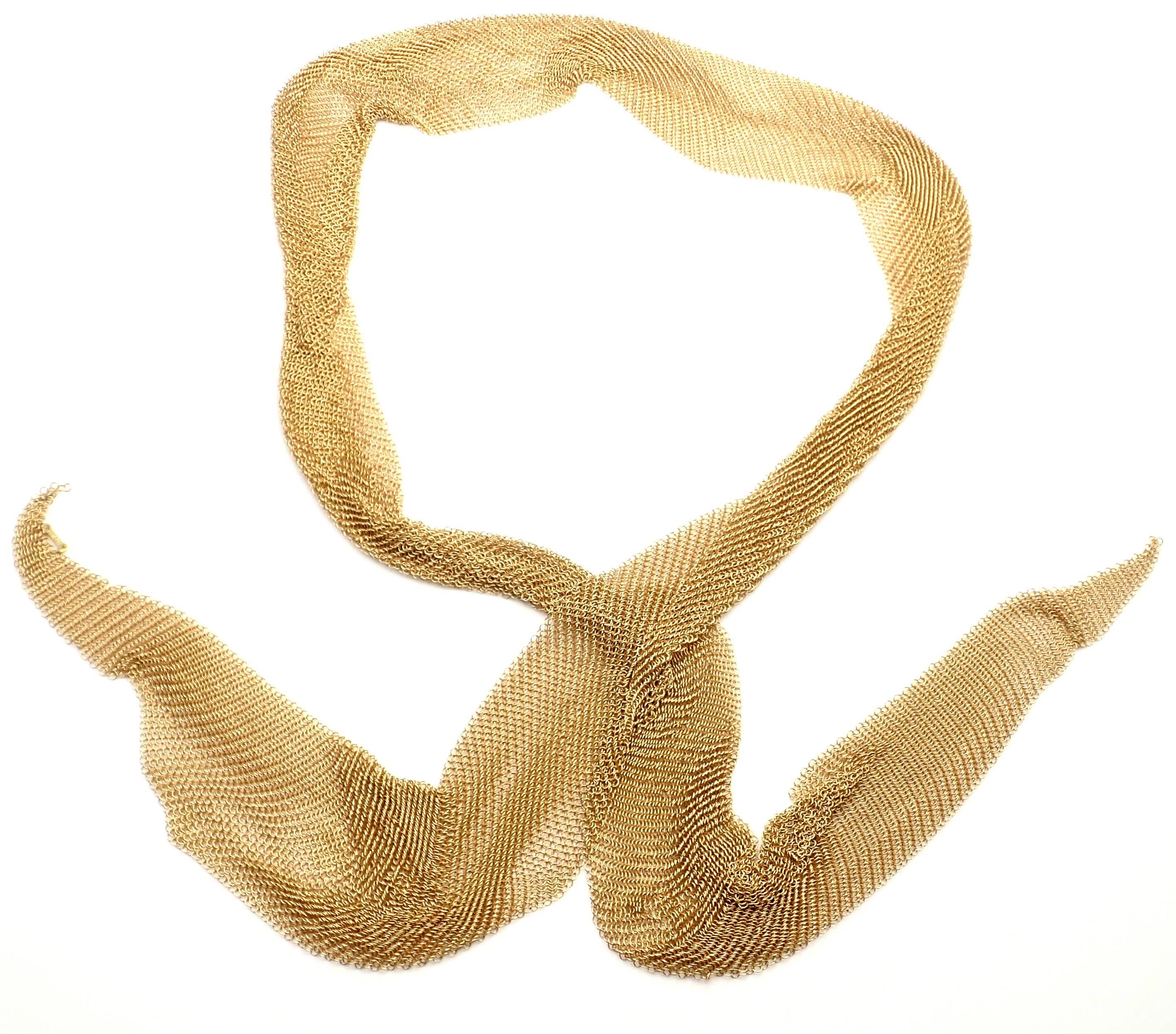 Tiffany & Company Elsa Peretti Yellow Gold Mesh Scarf Necklace In New Condition In Holland, PA