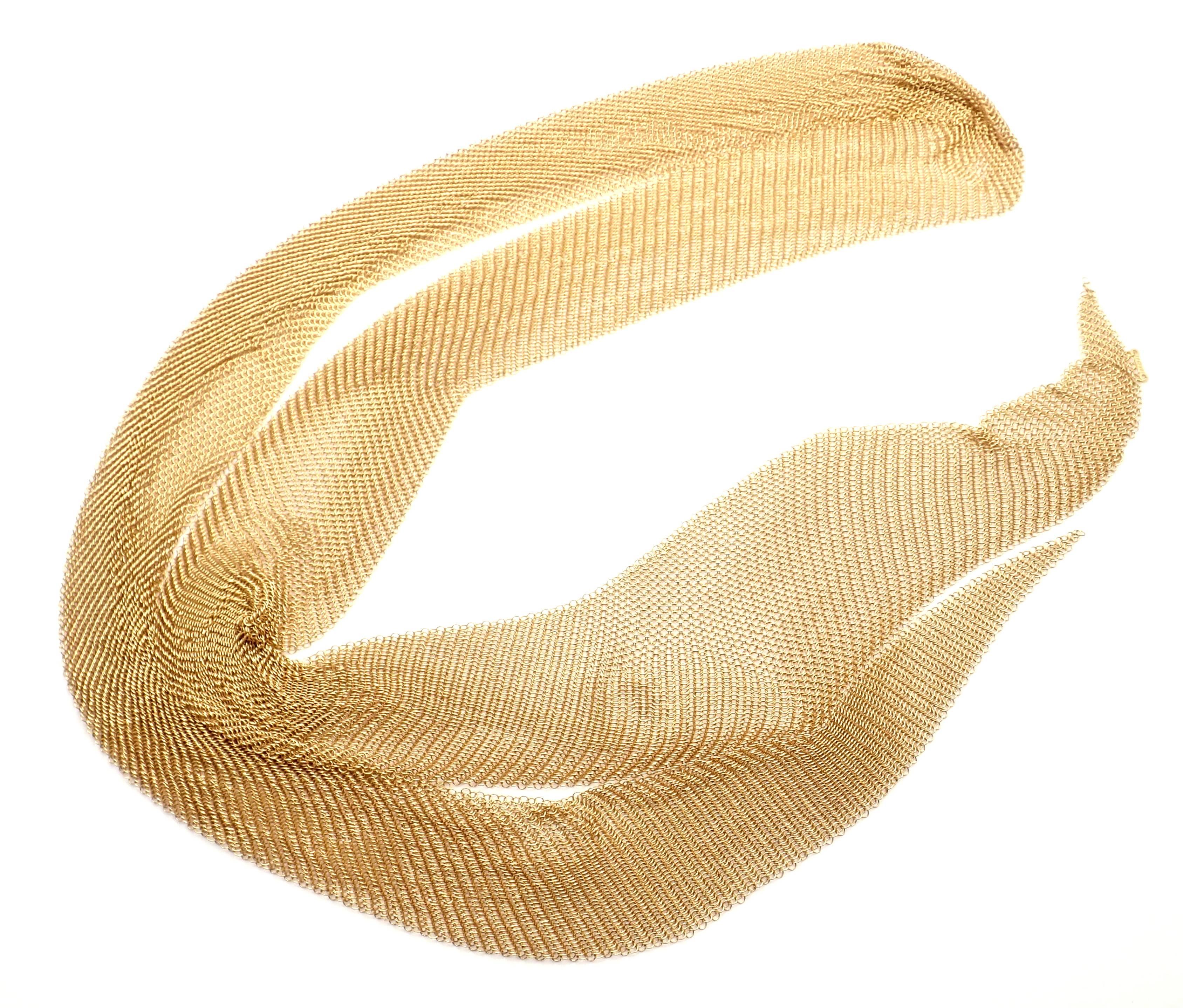 Tiffany & Company Elsa Peretti Yellow Gold Mesh Scarf Necklace 5