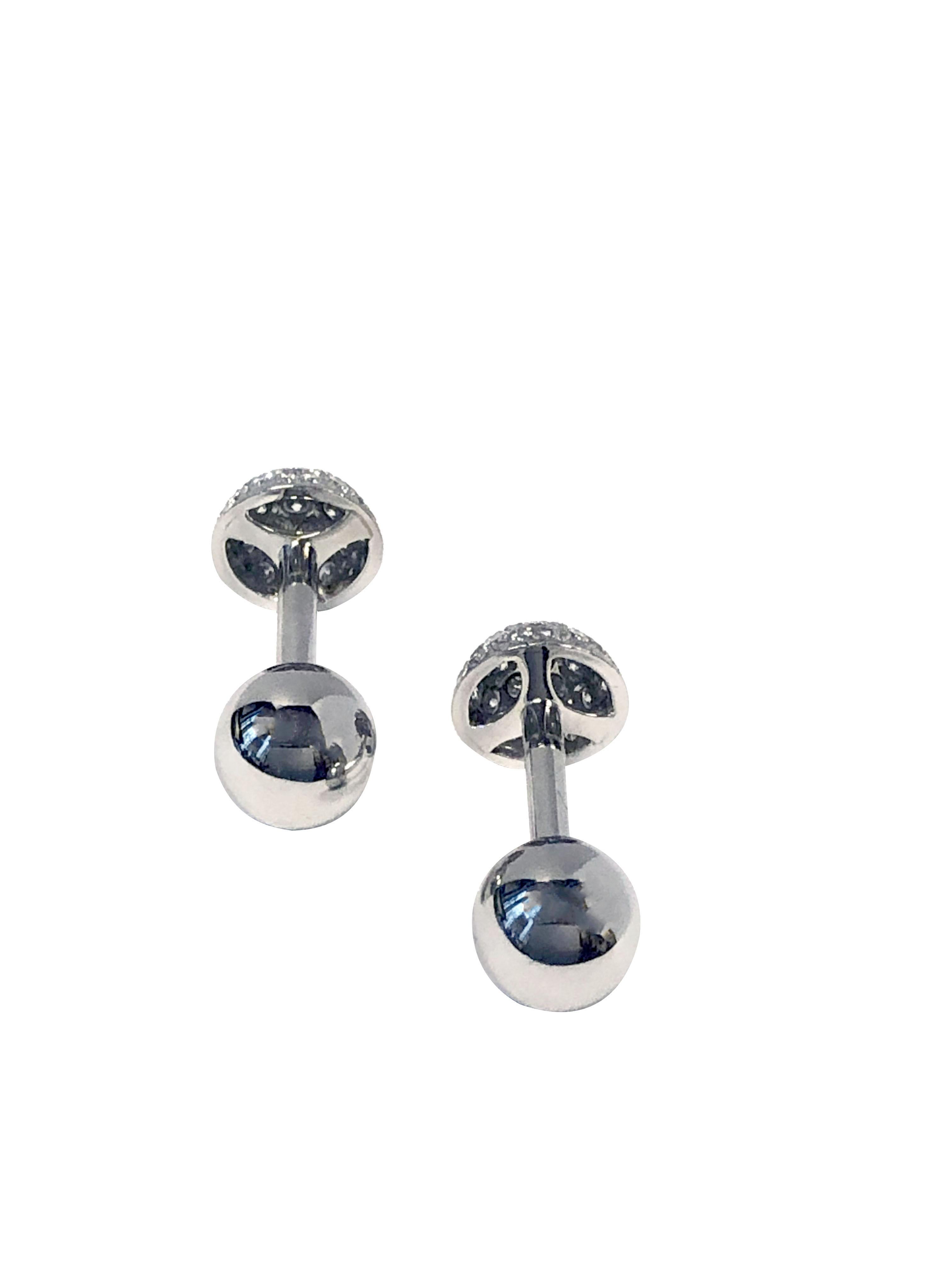 Round Cut Tiffany & Company Etoile Dumbbell Platinum Diamond Cufflinks For Sale