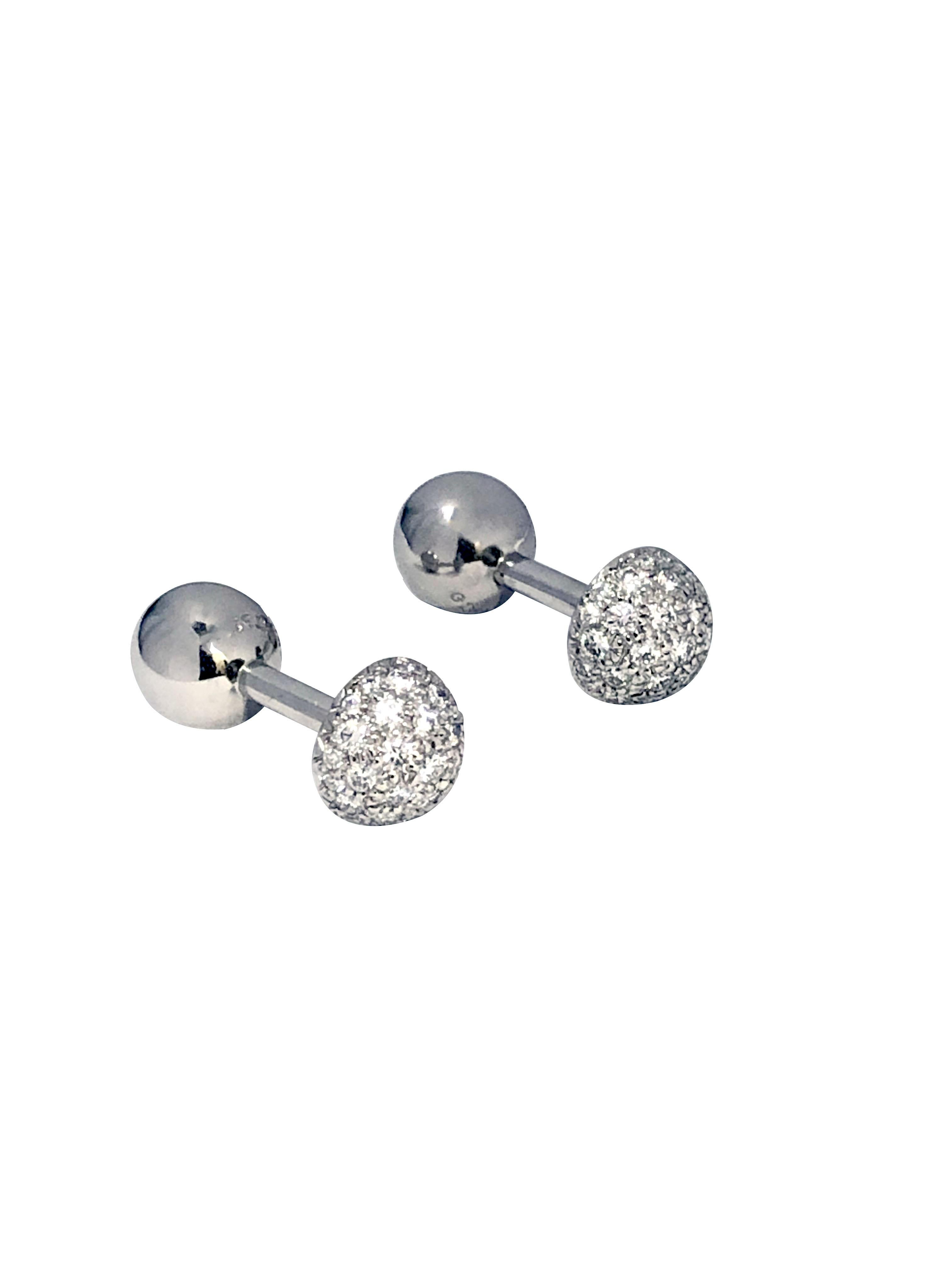Manschettenknöpfe von Tiffany & Company Etoile Dumbbell aus Platin mit Diamanten im Zustand „Hervorragend“ im Angebot in Chicago, IL