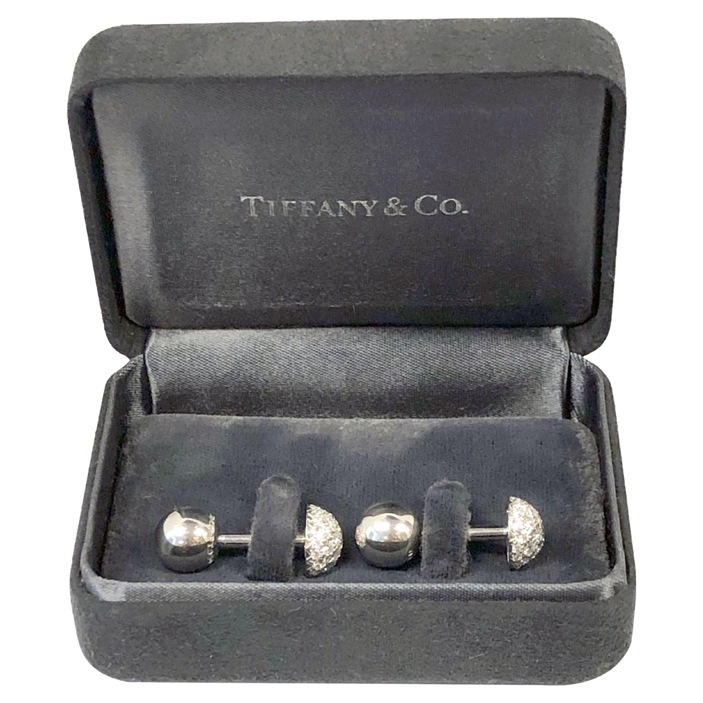 Tiffany & Company Etoile Dumbbell Platinum Diamond Cufflinks For Sale
