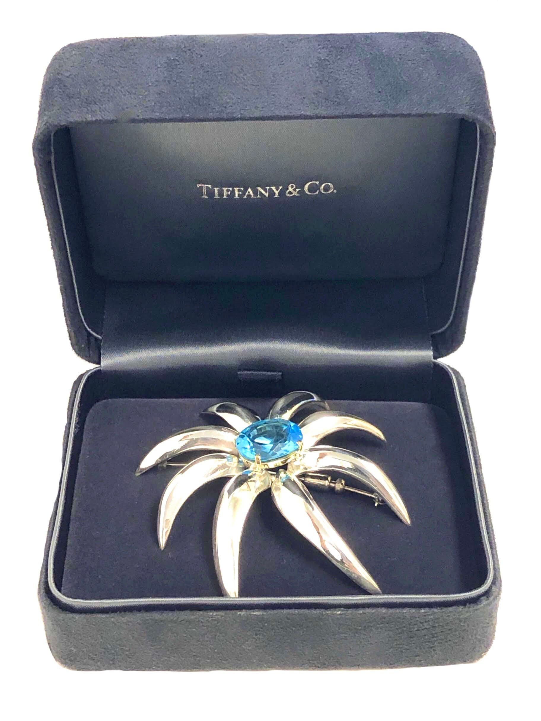 Tiffany & Co. Fireworks Large Silver Gold and Topaz Brooch In Excellent Condition In Chicago, IL