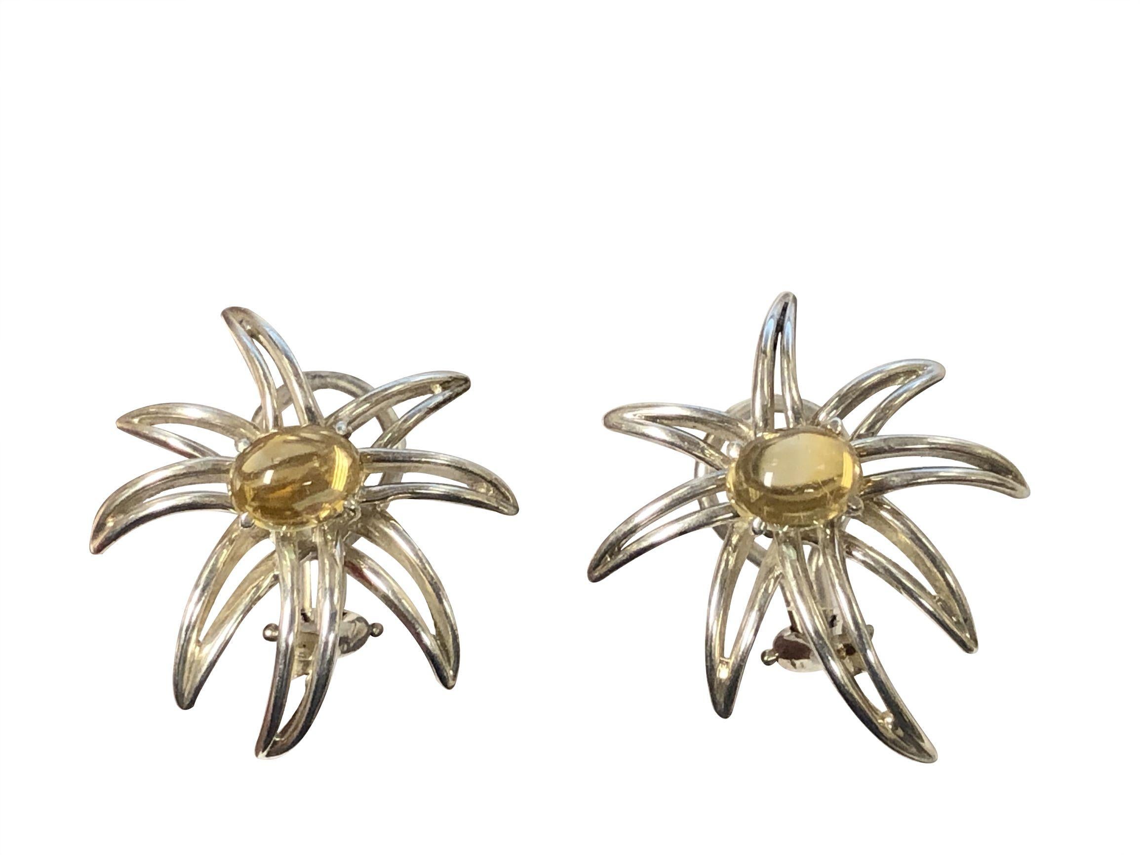 Tiffany & Co. Fireworks Silver and Citrine Earrings In Excellent Condition In Chicago, IL