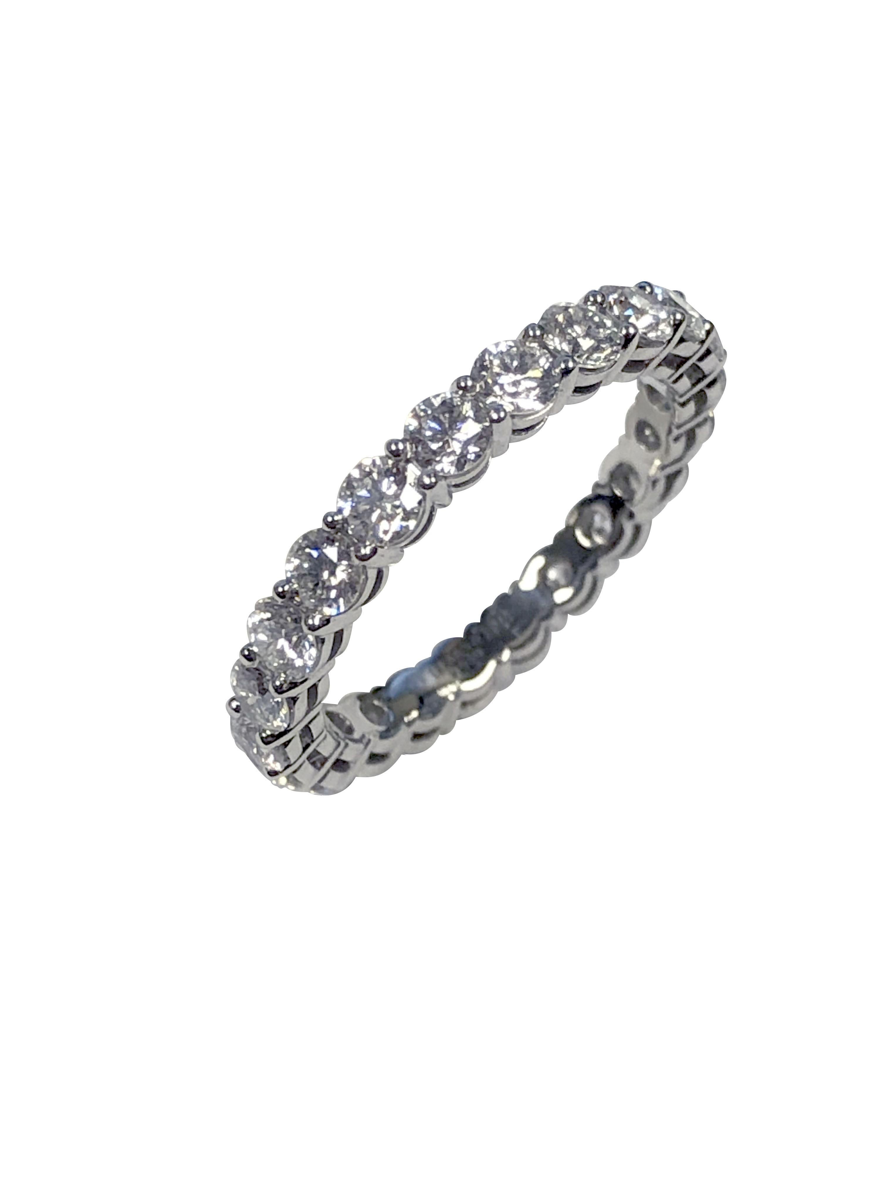 Round Cut Tiffany & Company Forever collection Platinum and Diamond Eternity Band Ring For Sale