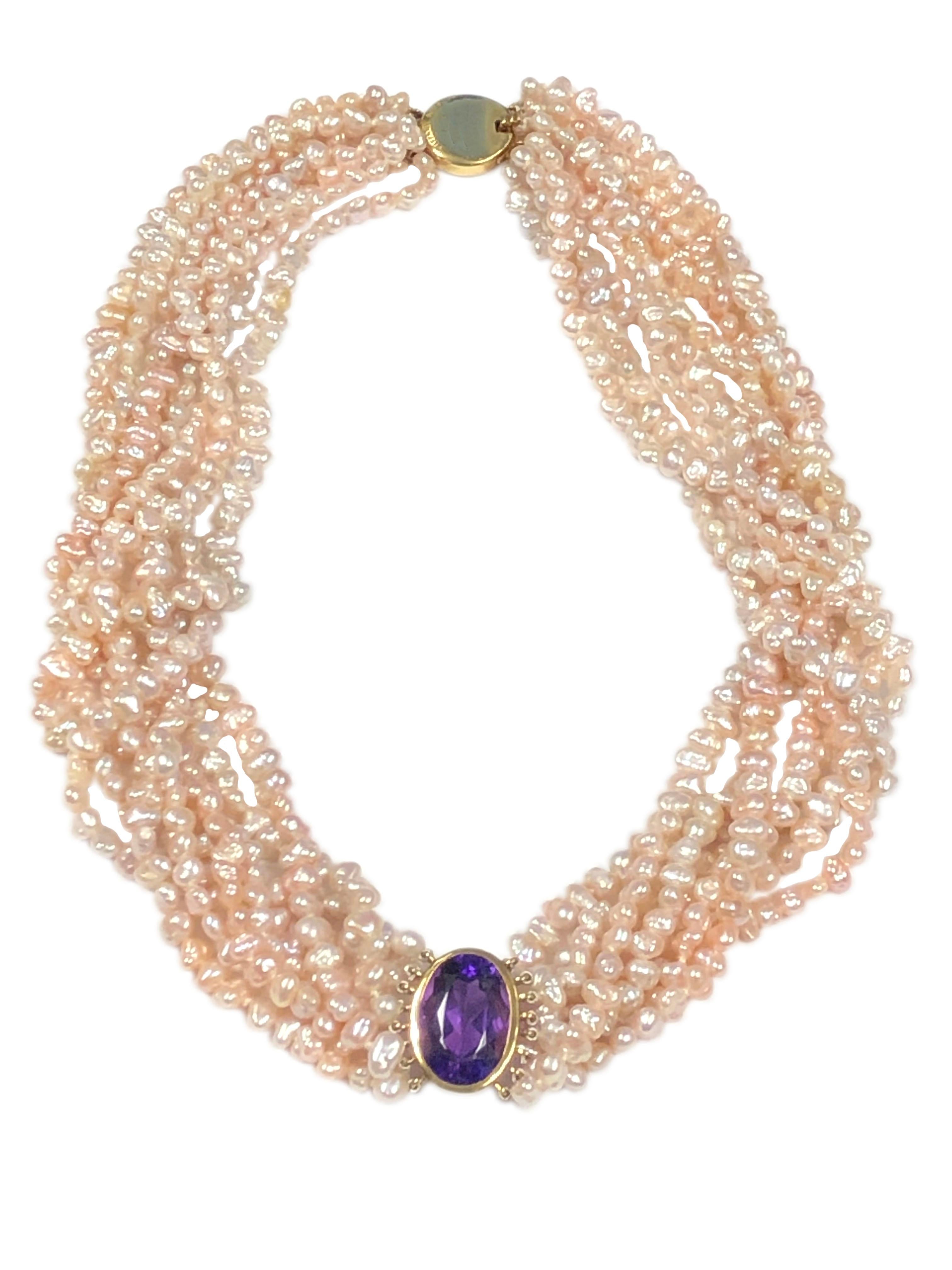 Tiffany & Company Gold Amethyst and Pearl Torasde Necklace 1