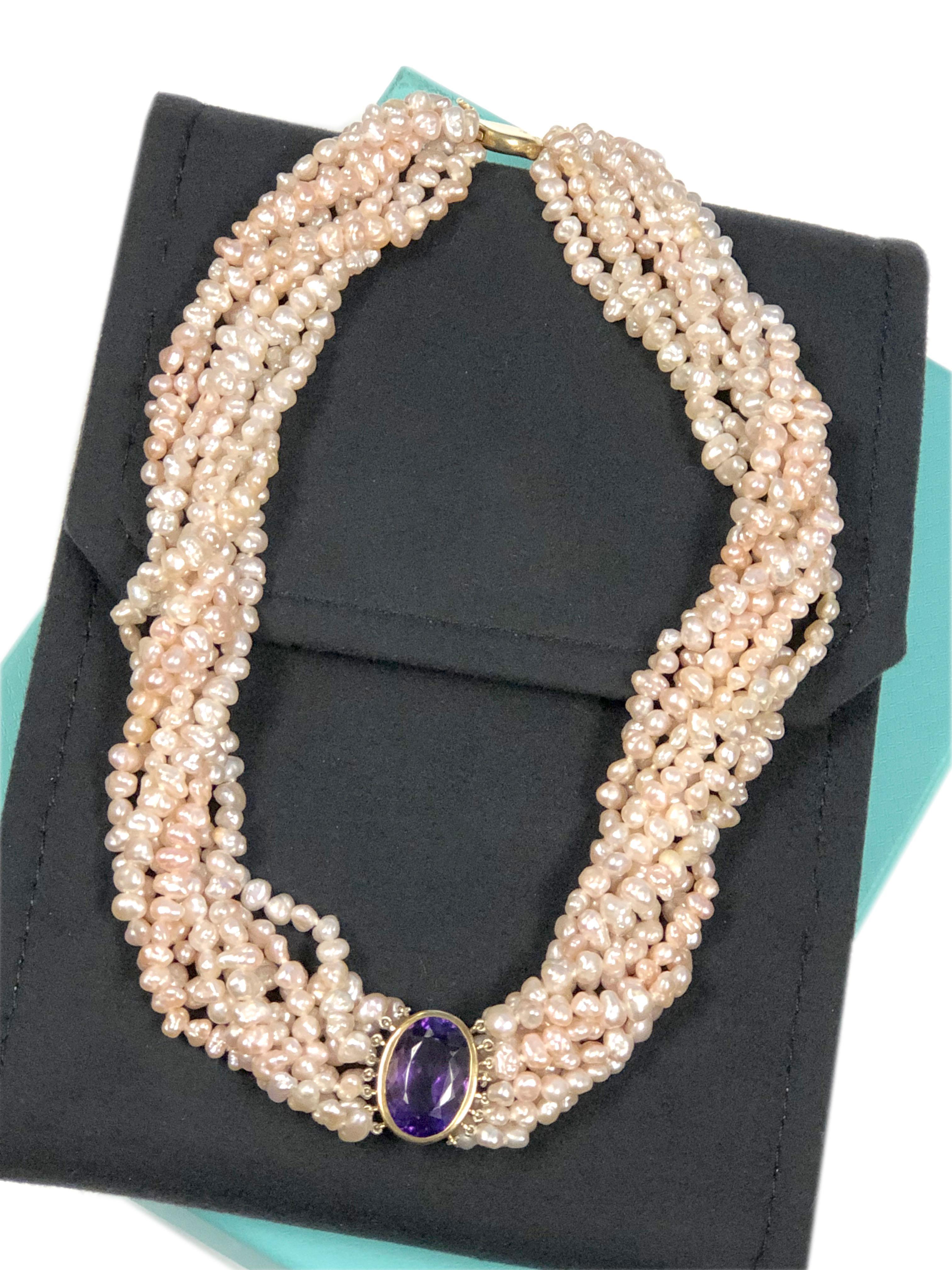 Tiffany & Company Gold Amethyst and Pearl Torasde Necklace 3