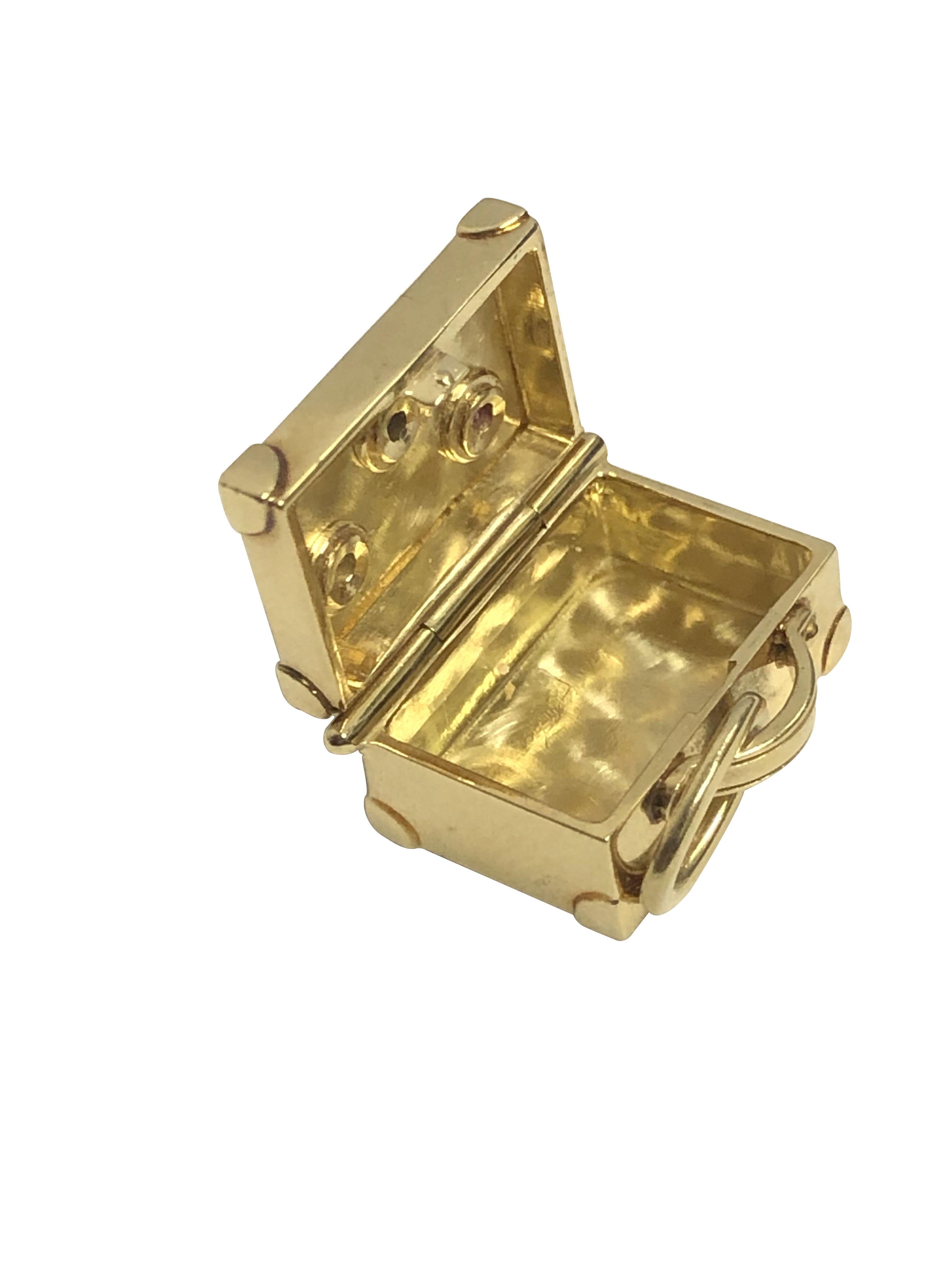 Tiffany & Co. Gold and Gem Set Suitcase Charm Pendant 2