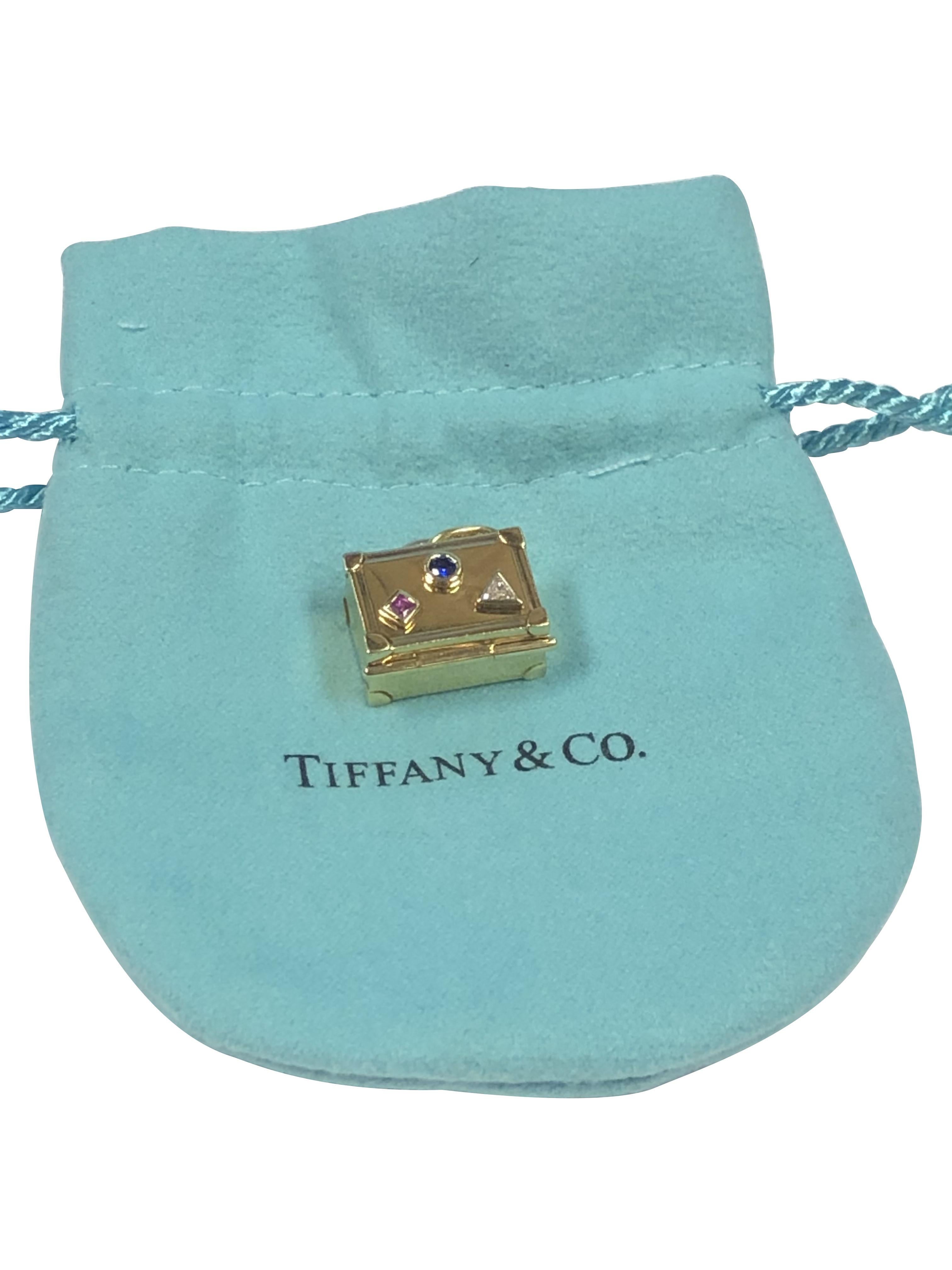 Tiffany & Co. Gold and Gem Set Suitcase Charm Pendant 3