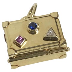 Tiffany & Co. Gold and Gem Set Suitcase Charm Pendant