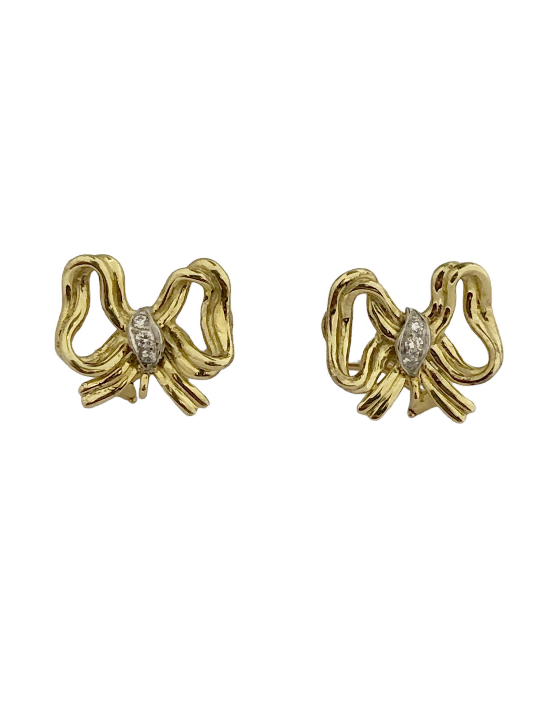 Tiffany & Company Gold Diamant Amethyst Tag Nacht Band Schleife Ohrringe  (Tropfenschliff) im Angebot