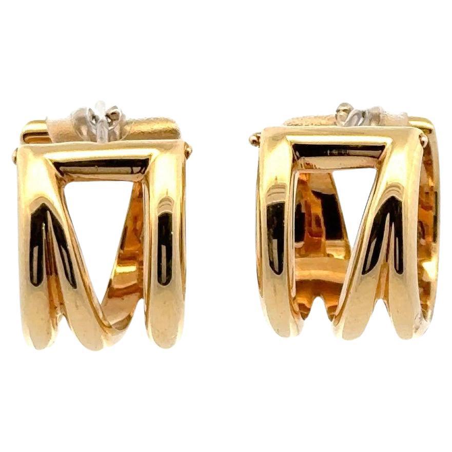 Tiffany & Company Italian Zig-Zag 18 Karat Yellow Gold Hoop Earrings For Sale