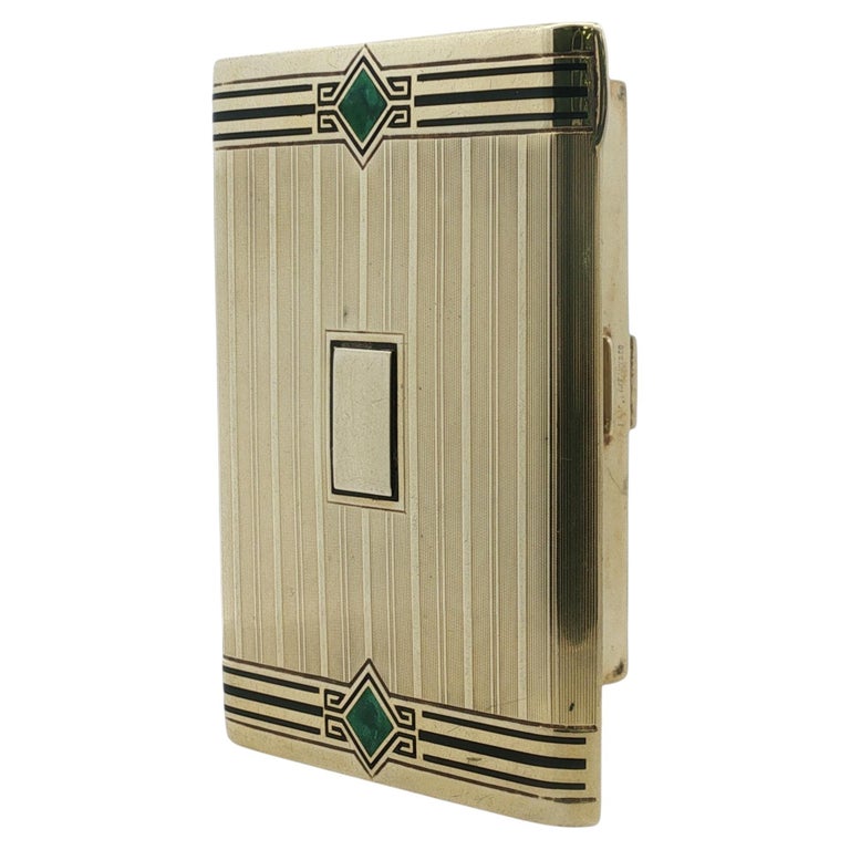 Tiffany & Company Jade & Enamel 14 Karat Yellow Gold Cigarette Case Vintage