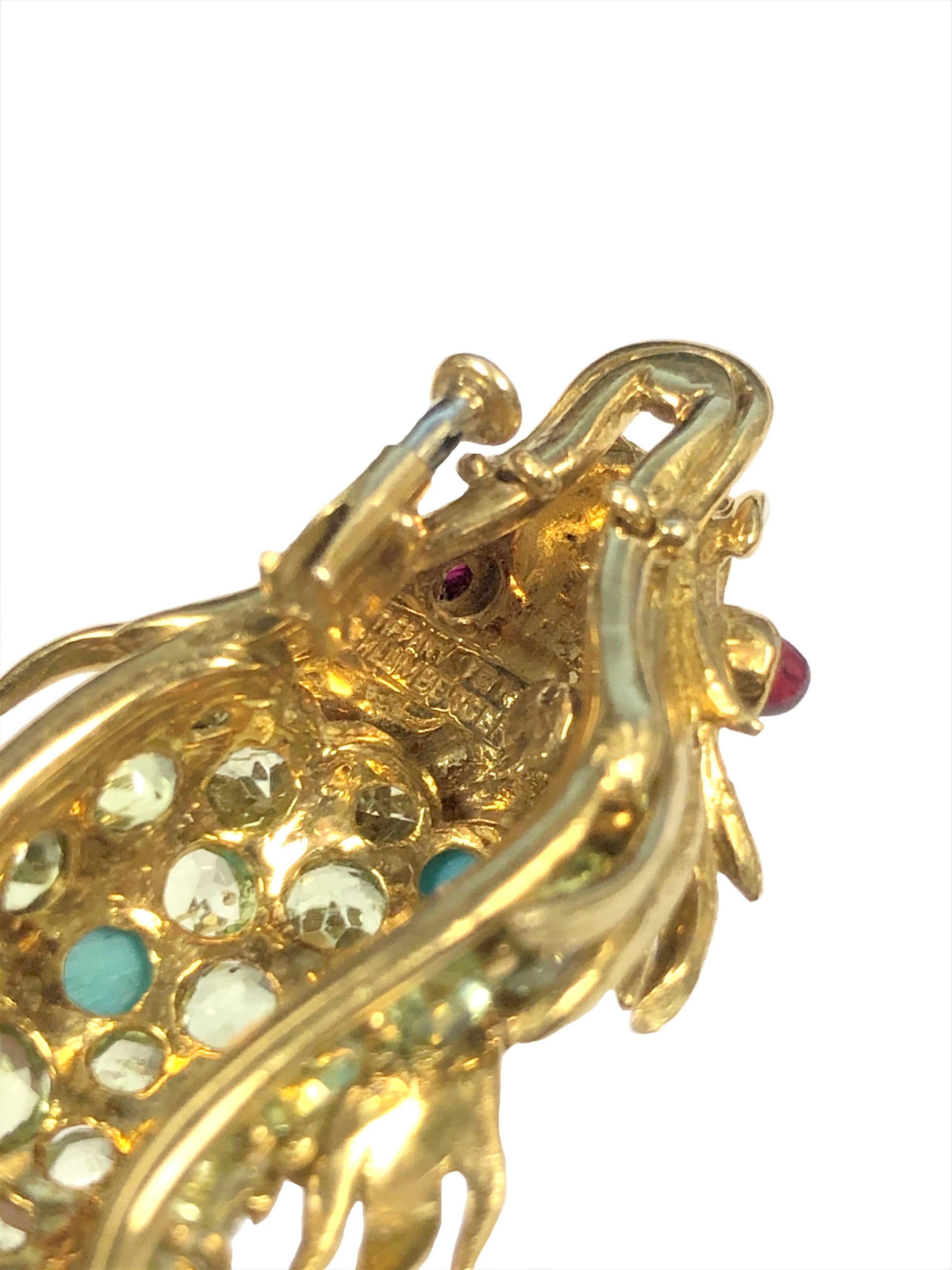 Round Cut Tiffany & Co. Jean Schlumberger Iconic Gold and Gem Set Fish Brooch