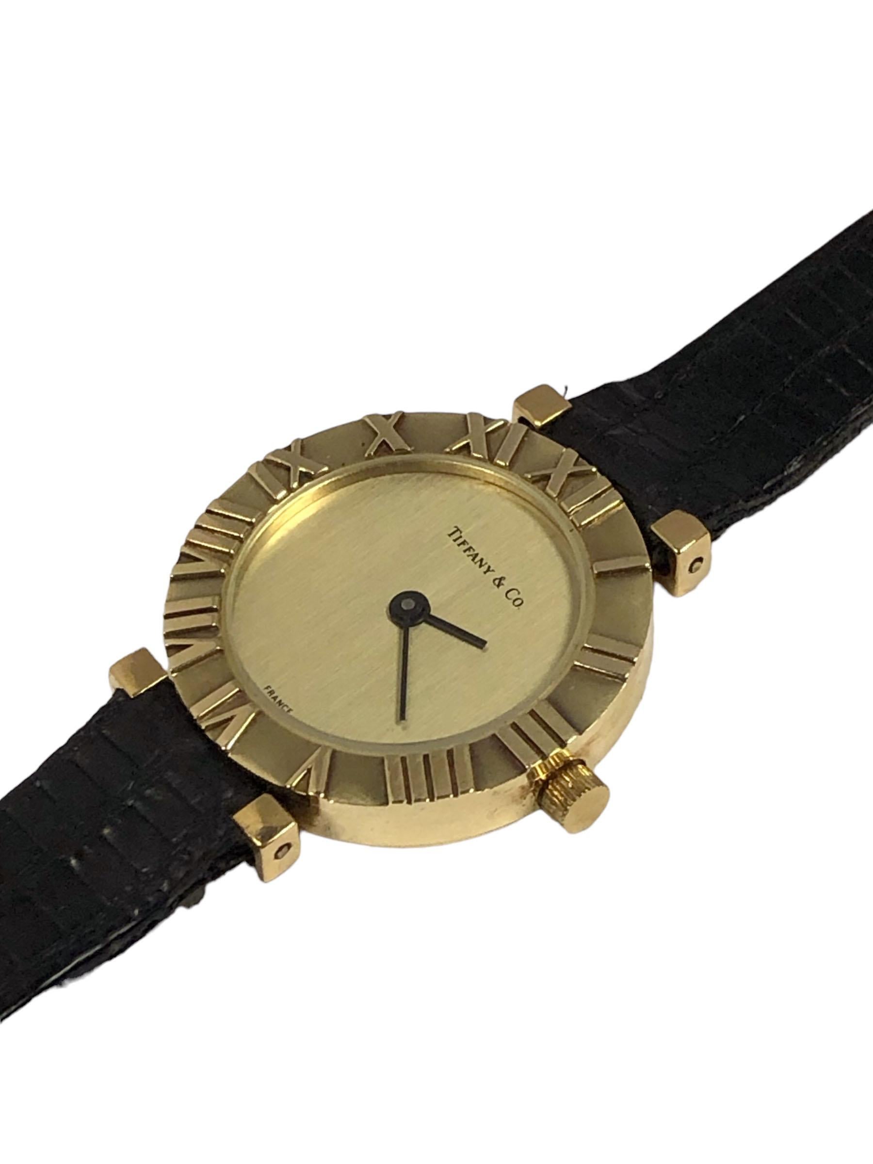  Tiffany & Company Montre-bracelet Atlas en or jaune 18 carats pour femmes Pour femmes 