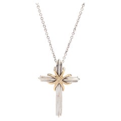 Tiffany & Company Large Cross Necklace, 18K Yellow Gold Sterling Silver