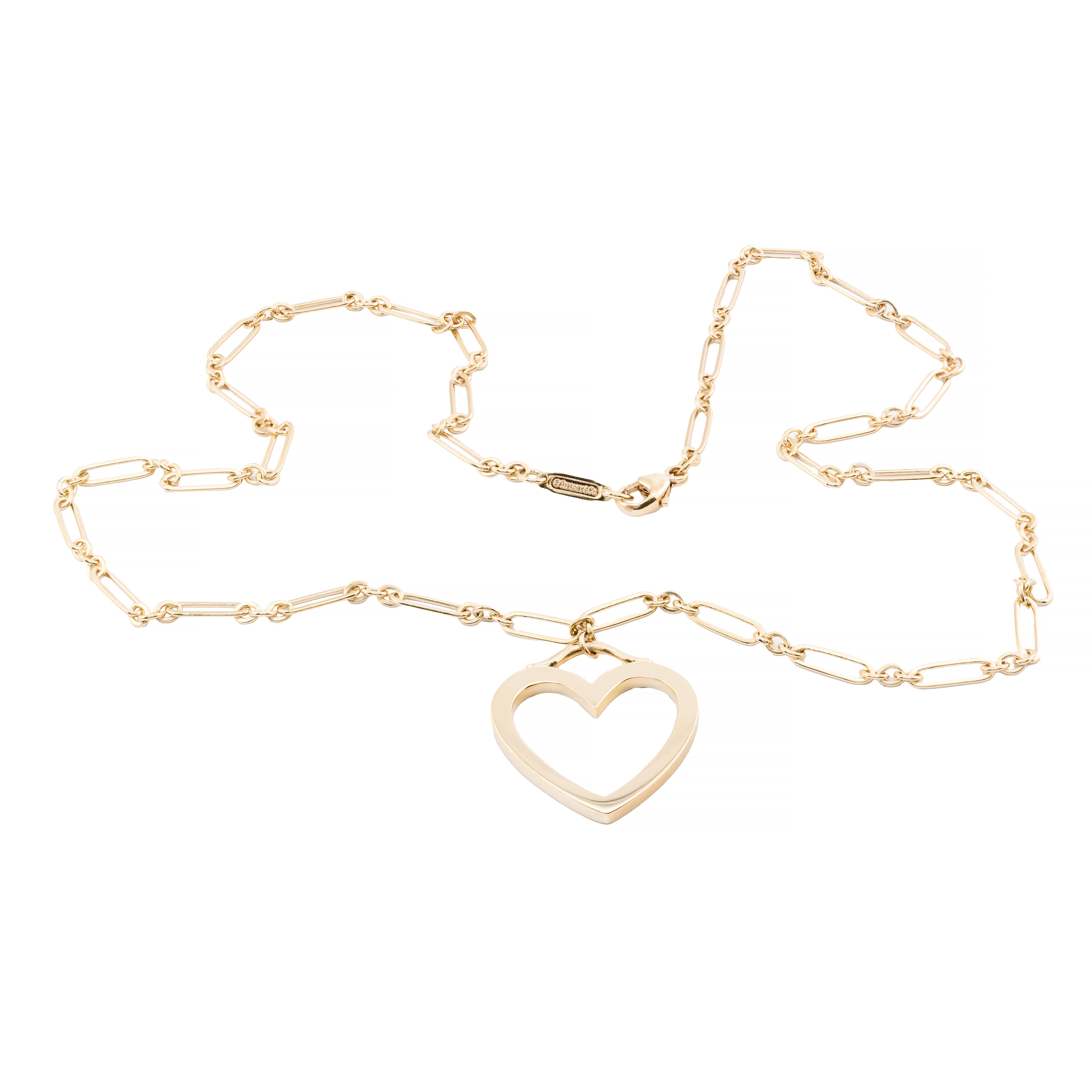 Tiffany & Company - Grand collier à cœur sentimental en or jaune 18 carats Pour femmes en vente