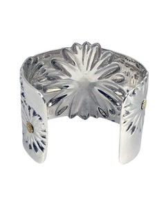 Tiffany & Company Large Silver and 18K Daisy Cuff Bracelet