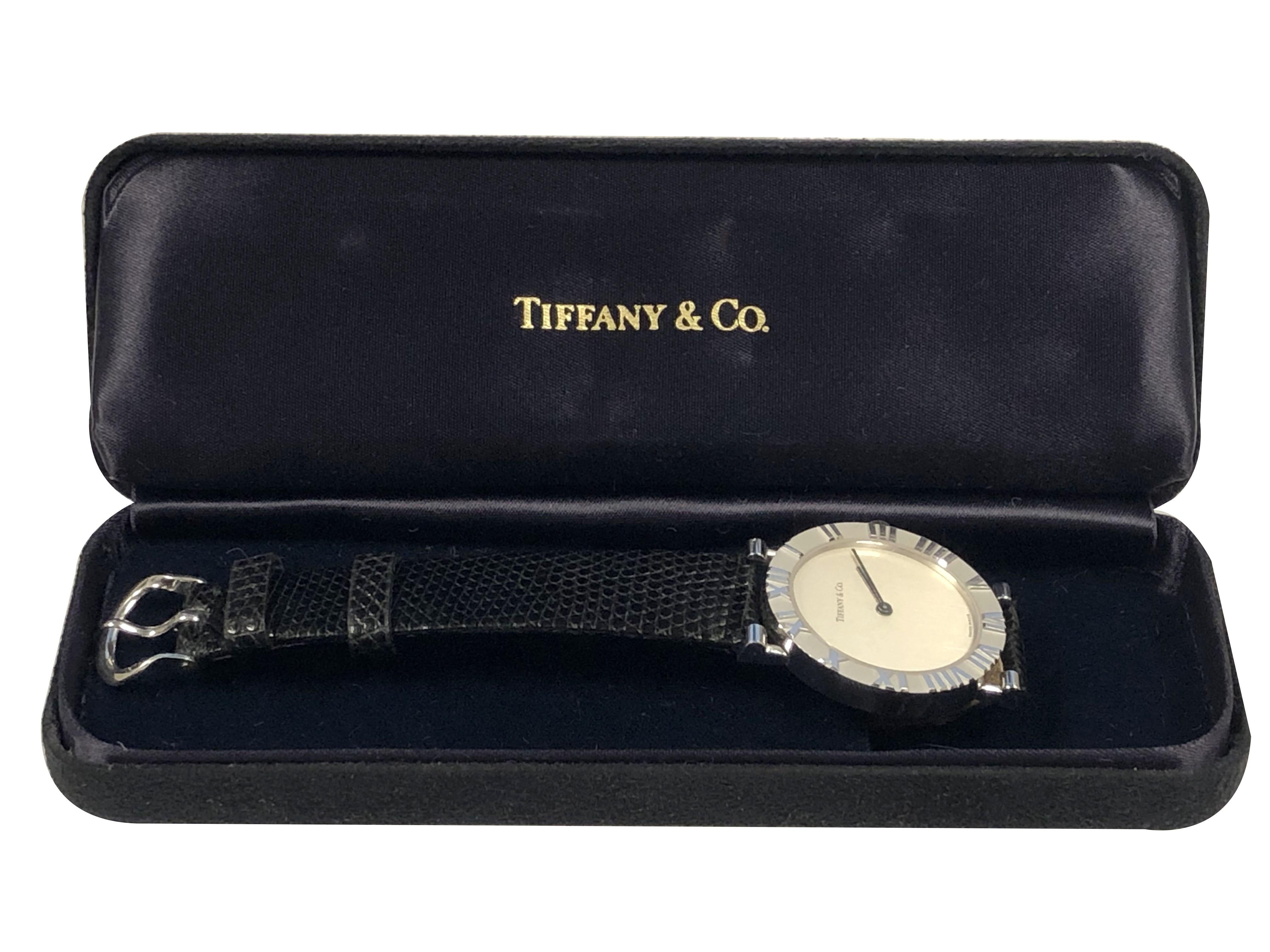 Women's or Men's Tiffany & Co. Large Sterling Atlas Quartz Wristwatch