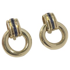 Tiffany & Company large Yellow Gold and Sapphire Door Knocker Earrings