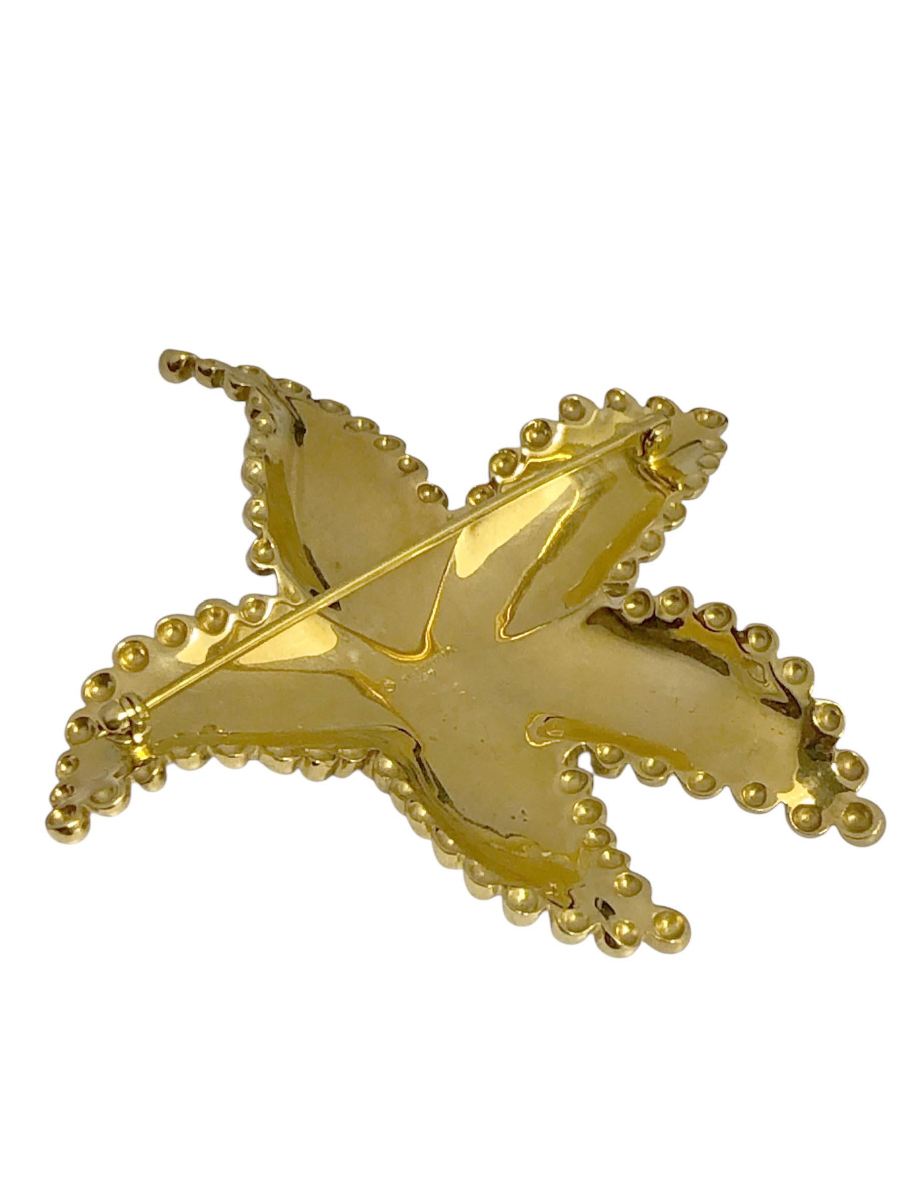 Circa 2000 Tiffany & Company Impressive Star Fish Brooch, measuring 2 1/2 inches in diameter and weighing 38.7 Grams, very lifelike texturing and finely detailed. 