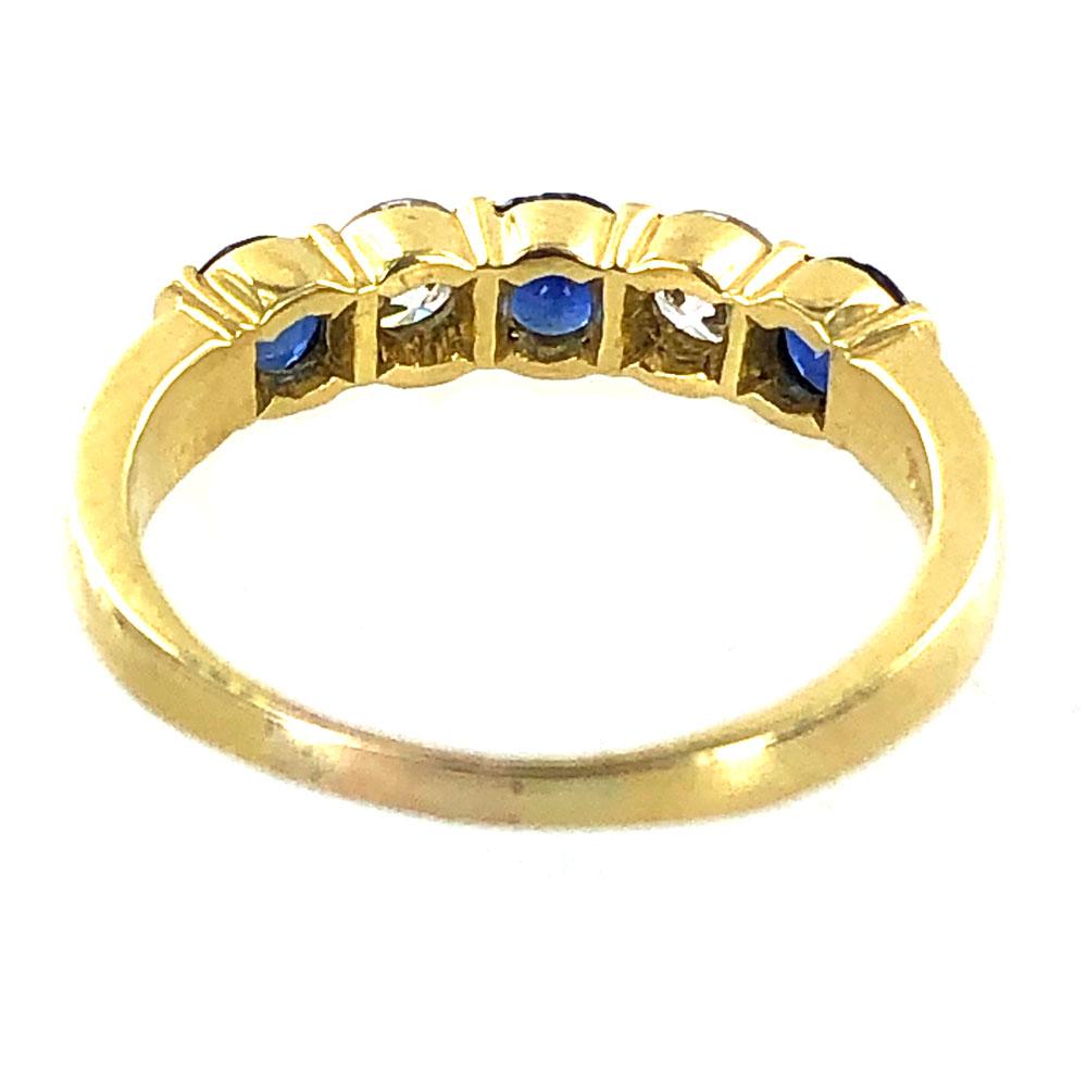 Tiffany & Co. Modern Diamond Sapphire 18 Karat Yellow Gold Band Ring In Excellent Condition In Boca Raton, FL