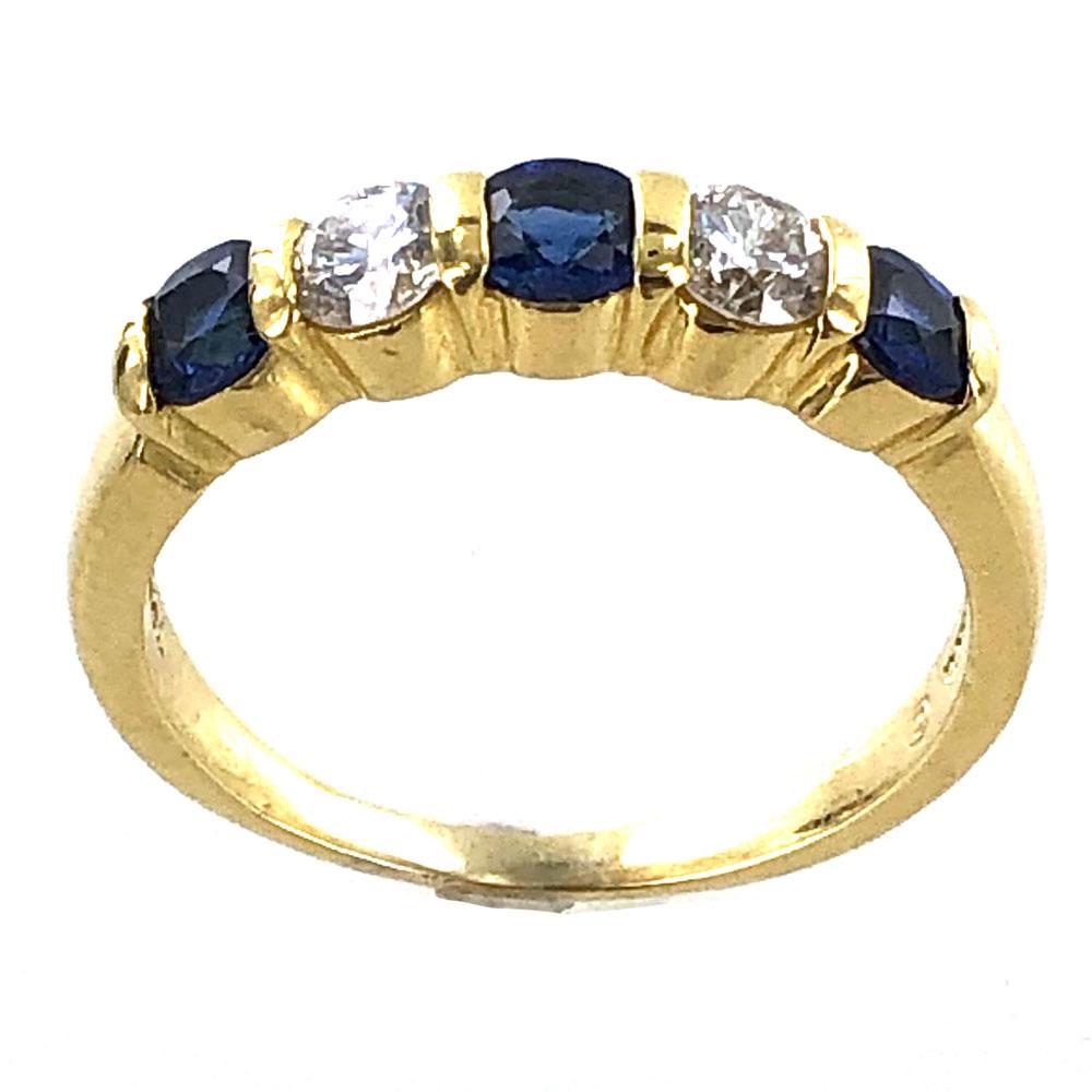 Tiffany & Co. Modern Diamond Sapphire 18 Karat Yellow Gold Band Ring 1