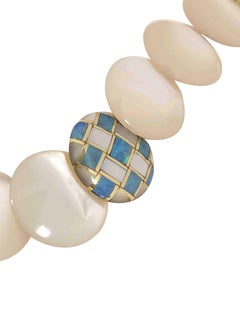 Tiffany & Co. Mother of Pear Discs and Gold with Stone Inlay Necklace