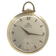 Vintage Tiffany & Company Movado 1940s Gold Pocket Watch