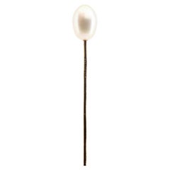 Vintage Tiffany & Company Natural Saltwater Pearl Edwardian Stick Pin in 14K Yellow Gold