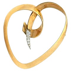 Tiffany & Company Paloma Picasso Diamond 18KYG/Plat Large Heart Brooch Vintage