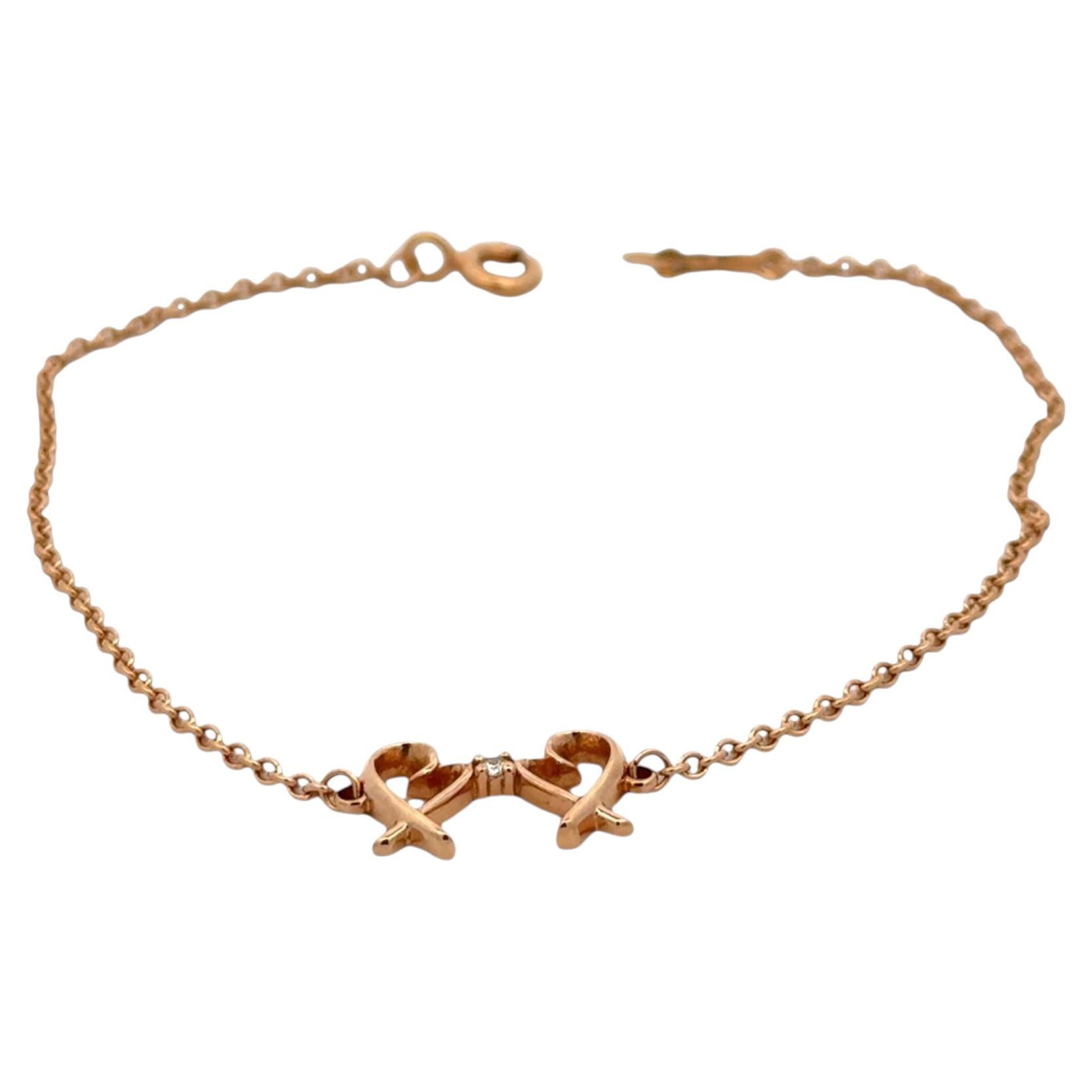 Bracciale Tiffany & Company Paloma Picasso Double Loving Heart in oro rosa 18 carati in vendita