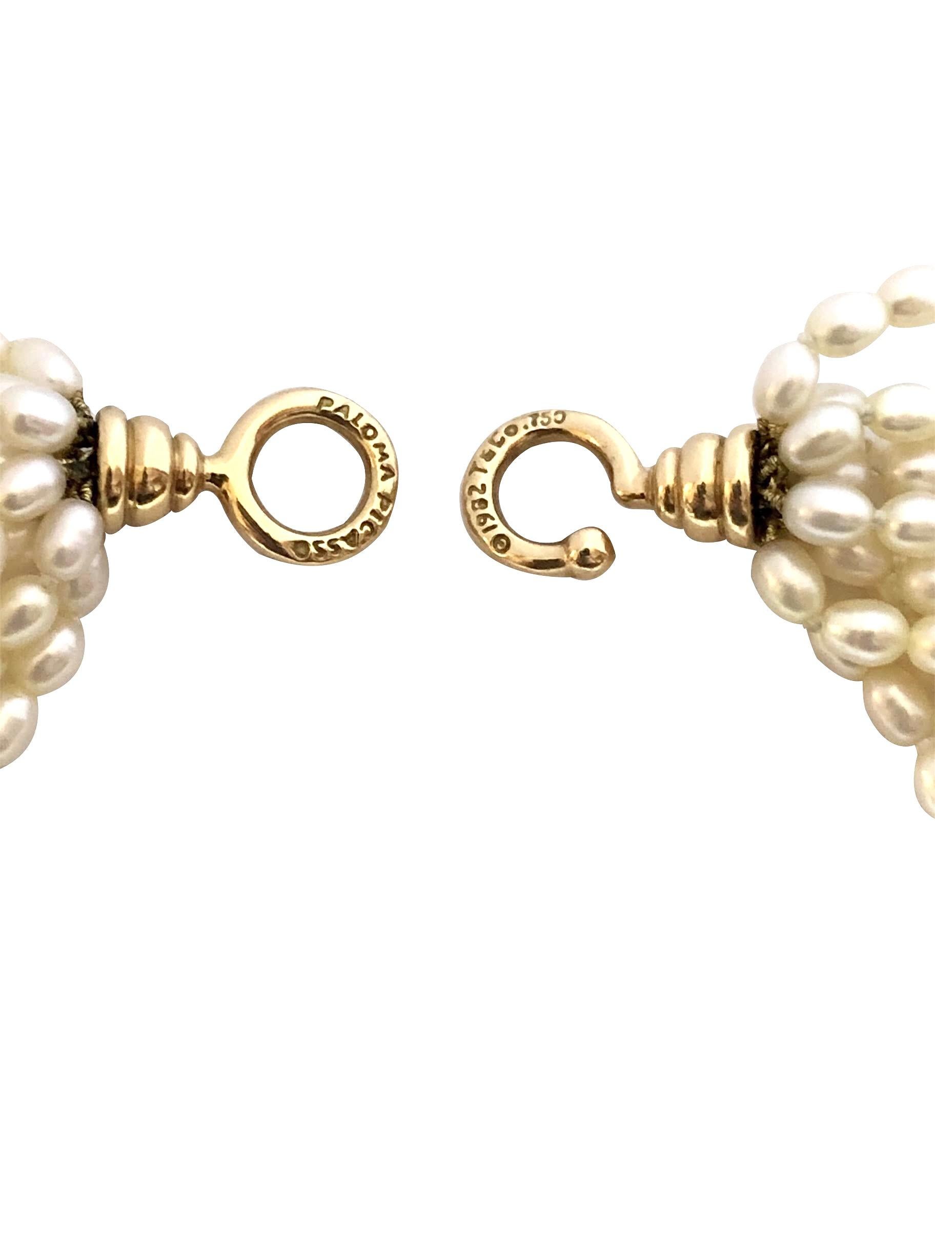Tiffany & Co. Paloma Picasso Gold and Pearl Torsade Necklace In Excellent Condition In Chicago, IL