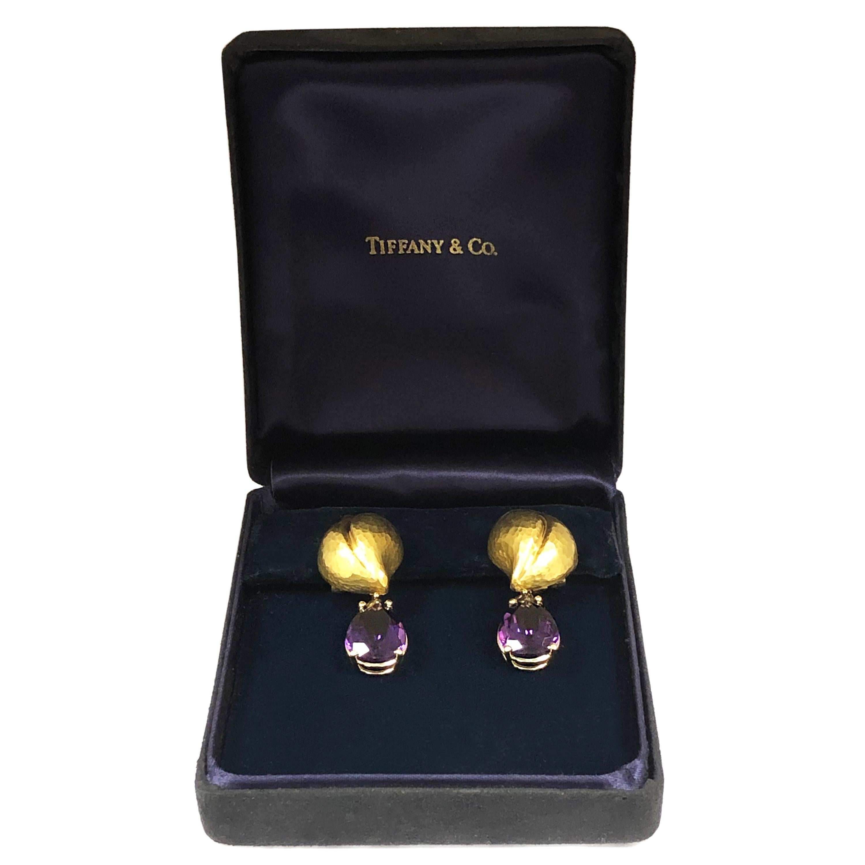 Pear Cut Tiffany & Co. Paloma Picasso Large Gold and Amethyst Convertible Earrings