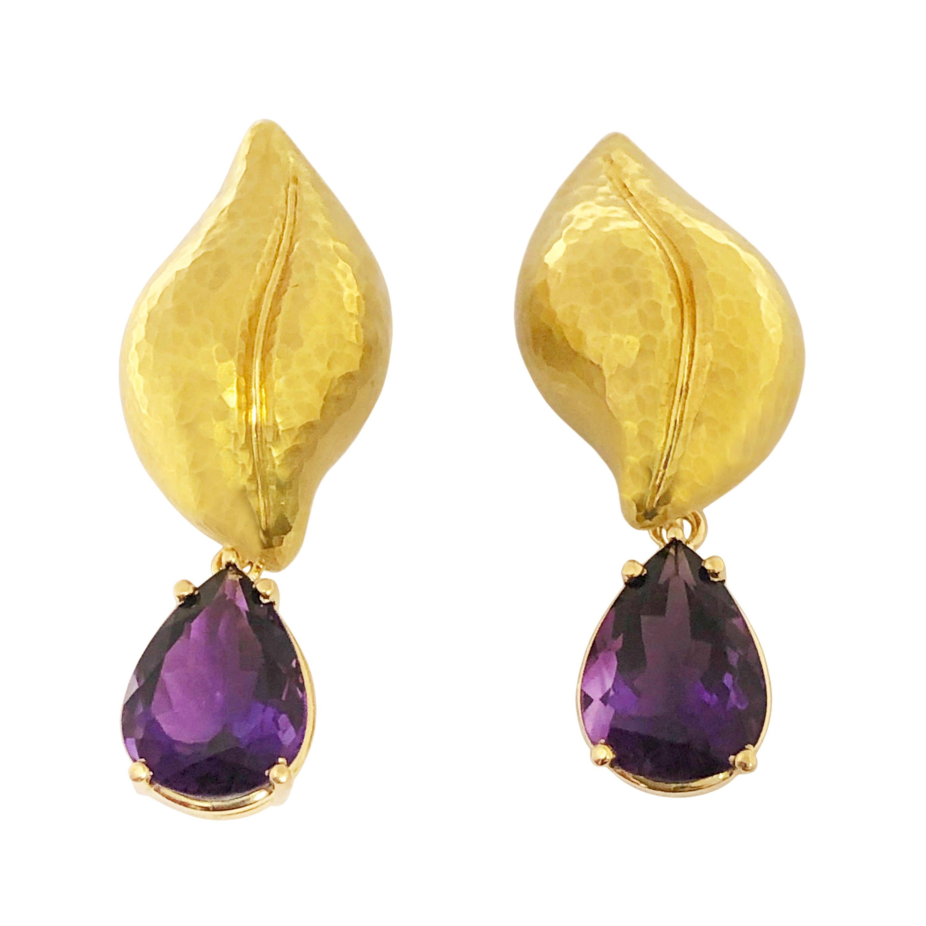 Tiffany & Co. Paloma Picasso Large Gold and Amethyst Convertible Earrings