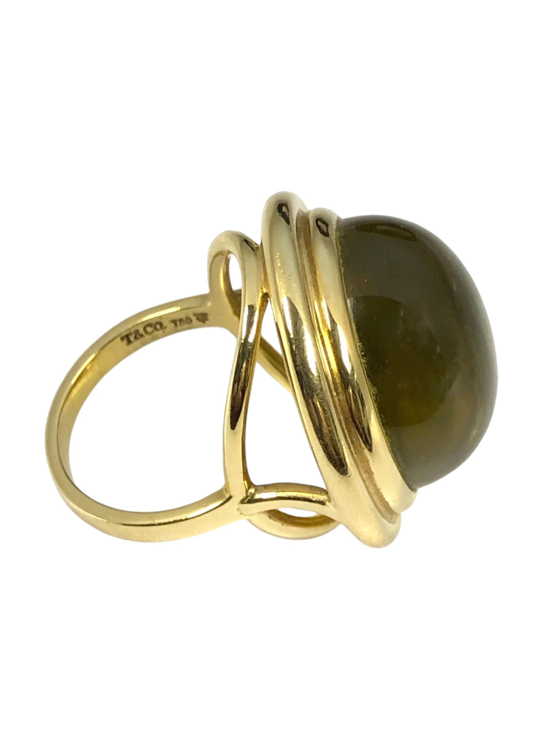 Tiffany & Company Paloma Picasso Large Impressive Citrine Cabochon Ring In Excellent Condition For Sale In Chicago, IL