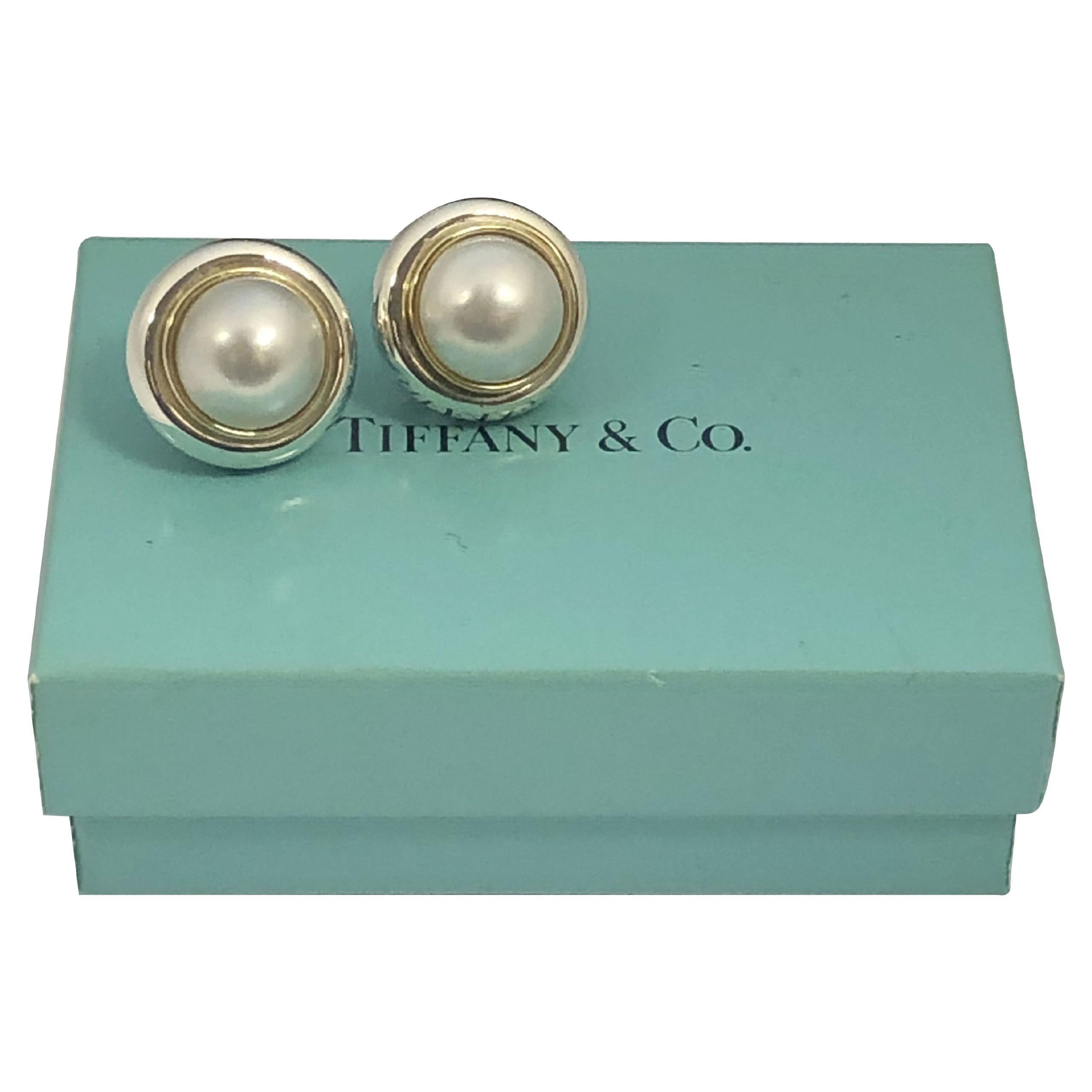 Tiffany 
Company Paloma Picasso Vintage Gold Silver and Mabe Pearl Earrings