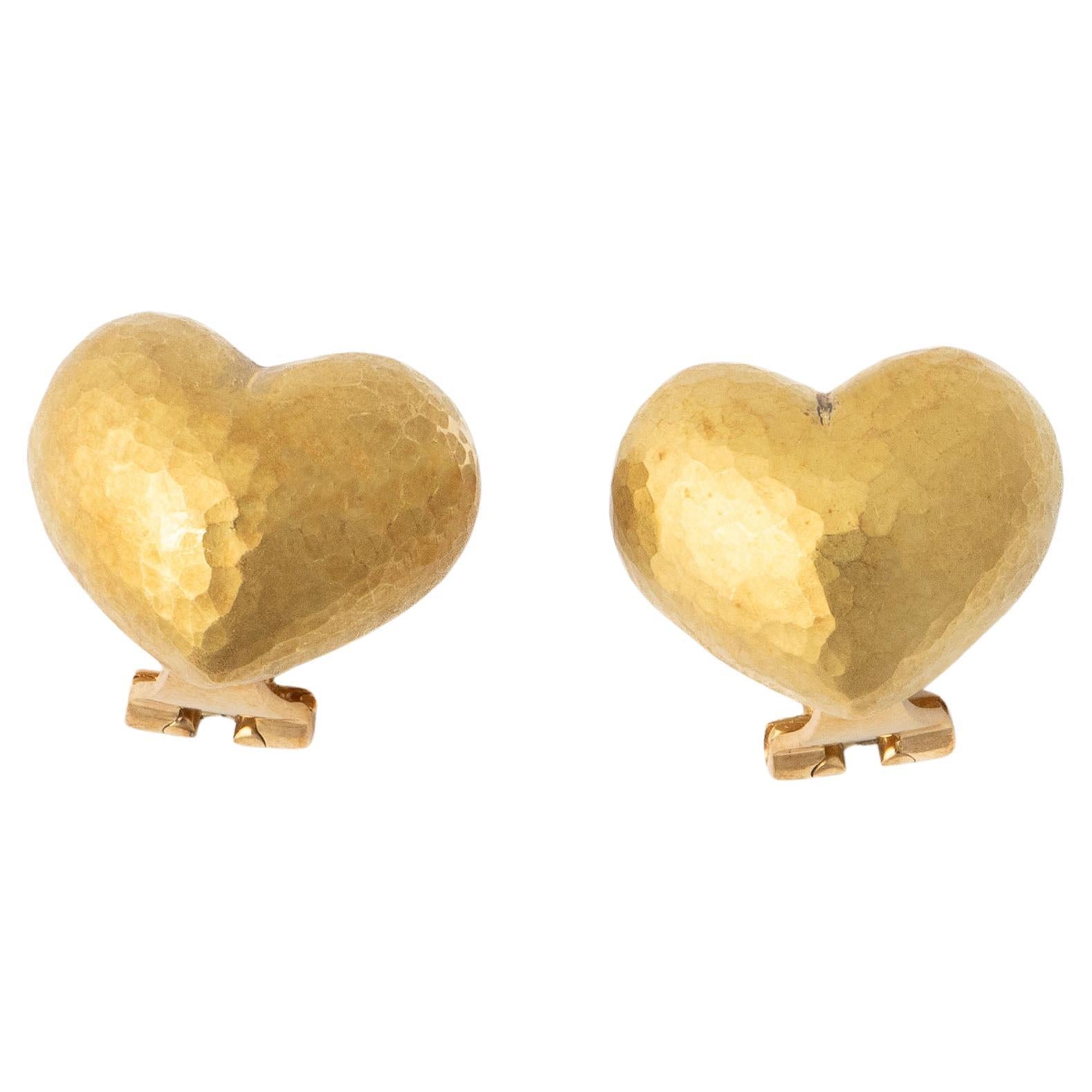 Tiffany 
Company Paloma Picasso Vintage Yellow Gold Heart Earrings im Angebot