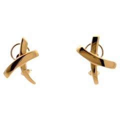 Tiffany & Company Paloma Picasso 'X' 18 Karat Yellow Gold Earrings Large Size