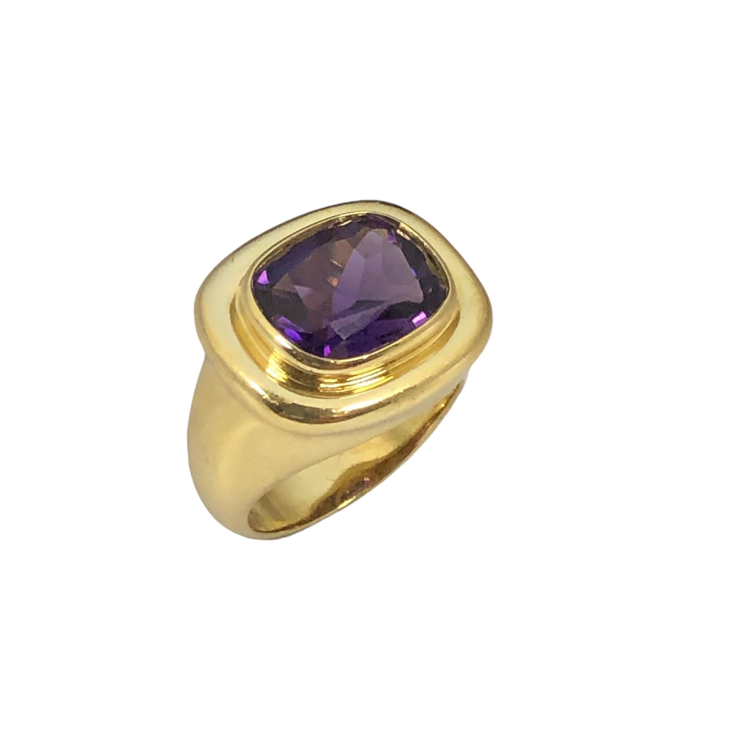 Cushion Cut Tiffany & Company Paloma Picasso Yellow Gold and Amethyst Ring For Sale