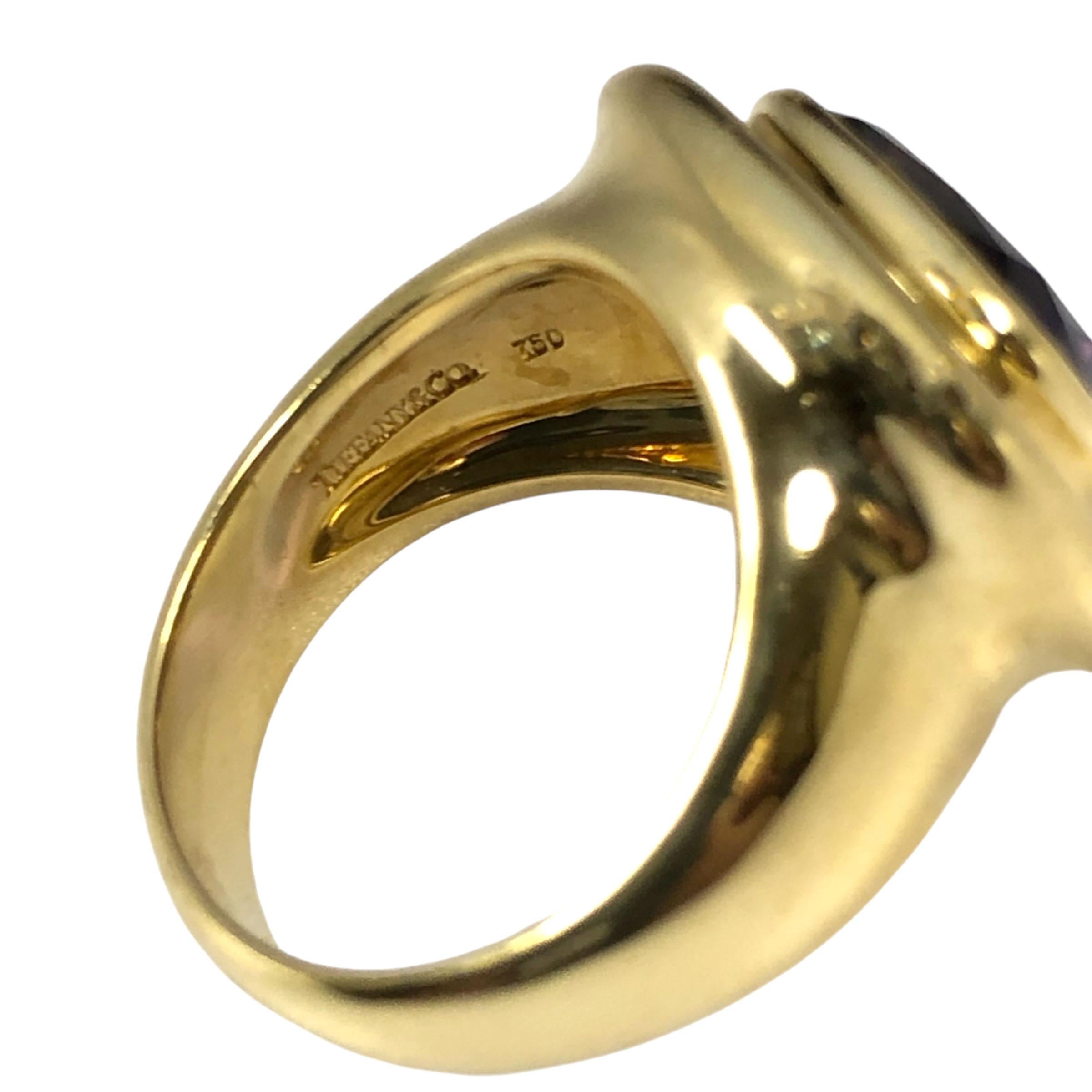 Women's or Men's Tiffany & Company Paloma Picasso Yellow Gold and Amethyst Ring For Sale