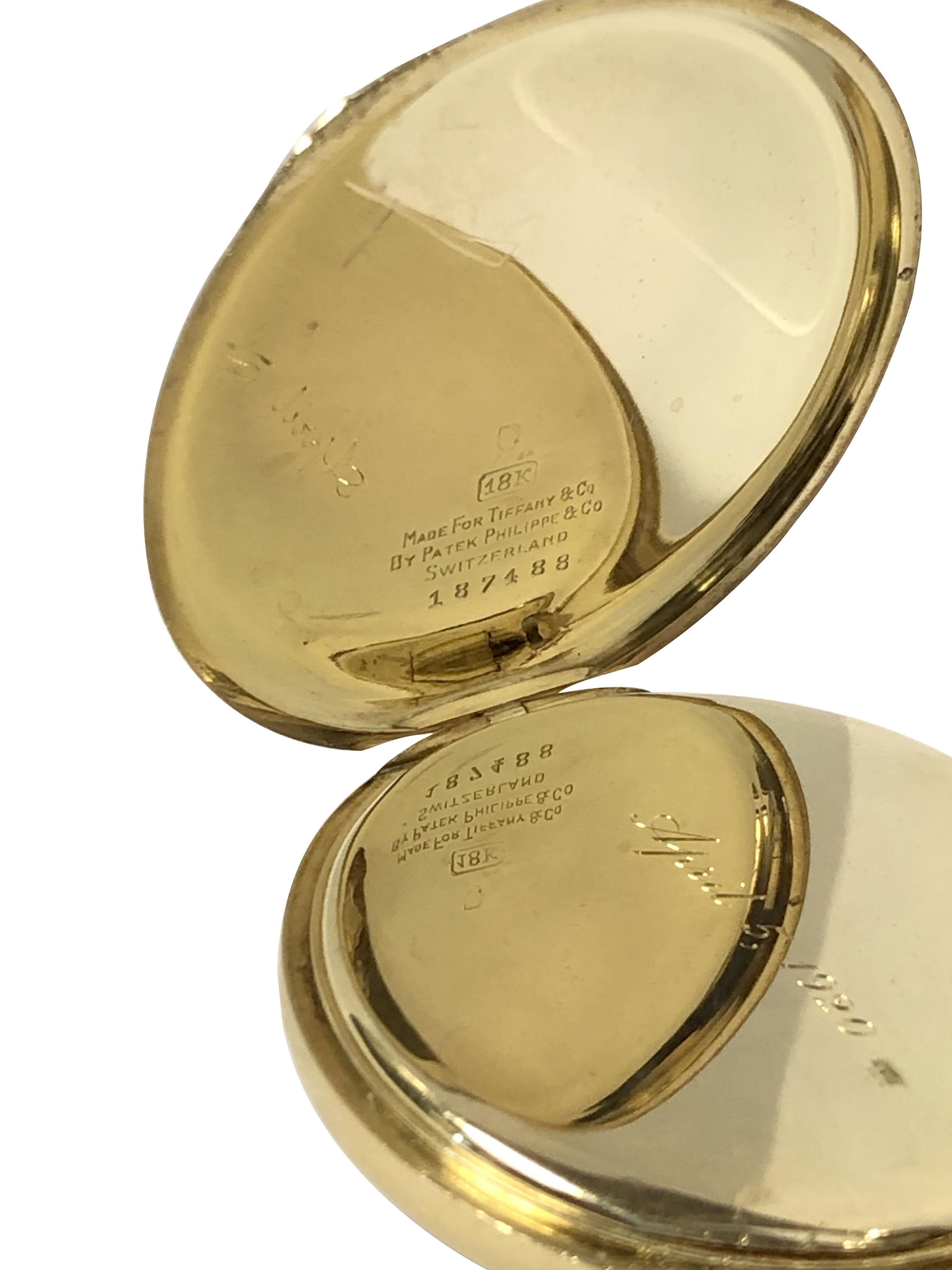 Patek Philippe Antike Gelbgold-Taschenuhr von Tiffany & Company für Damen oder Herren im Angebot