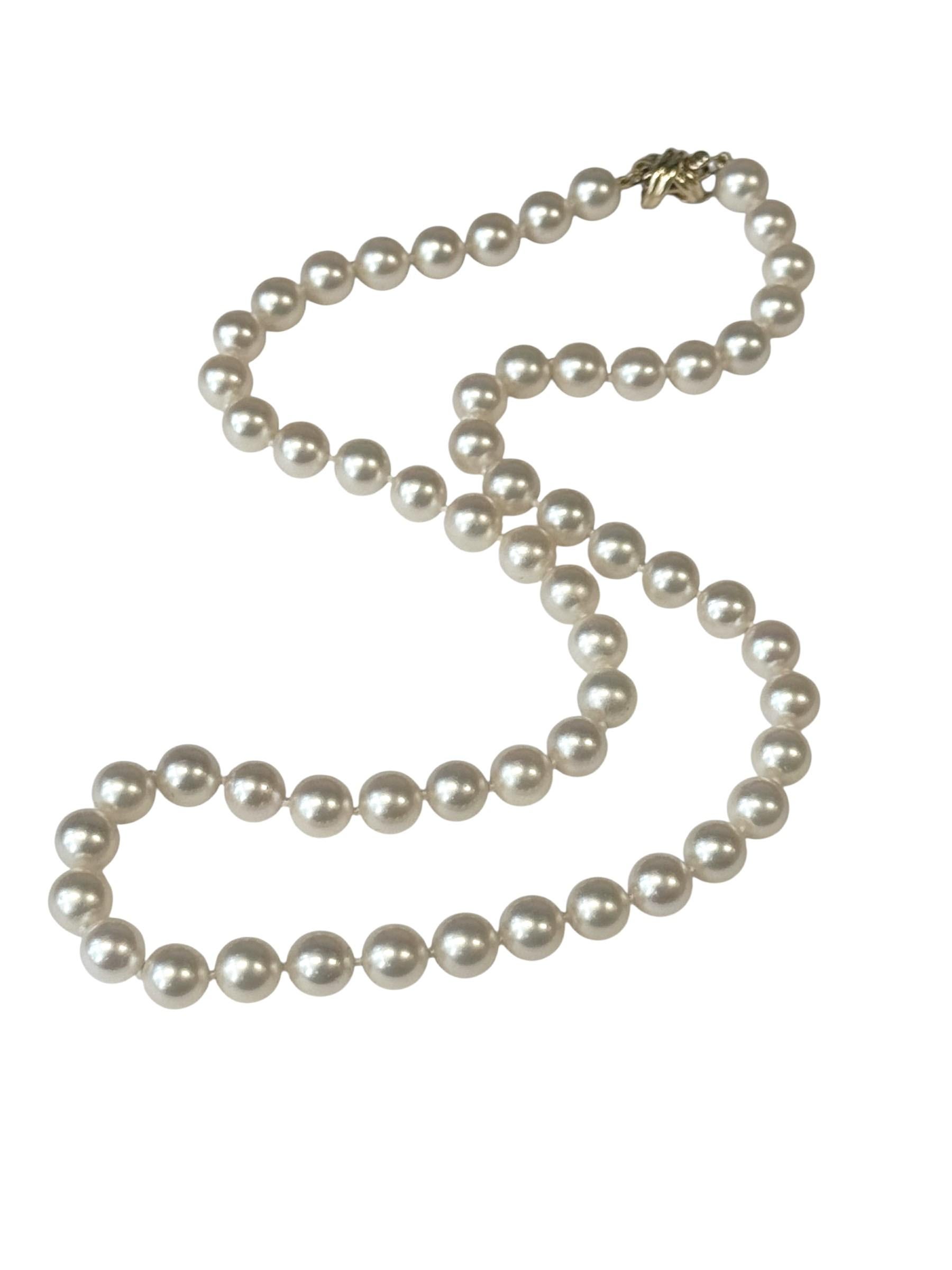 Women's or Men's Tiffany & Company Pearl Necklace with Gold Signature Clasp For Sale