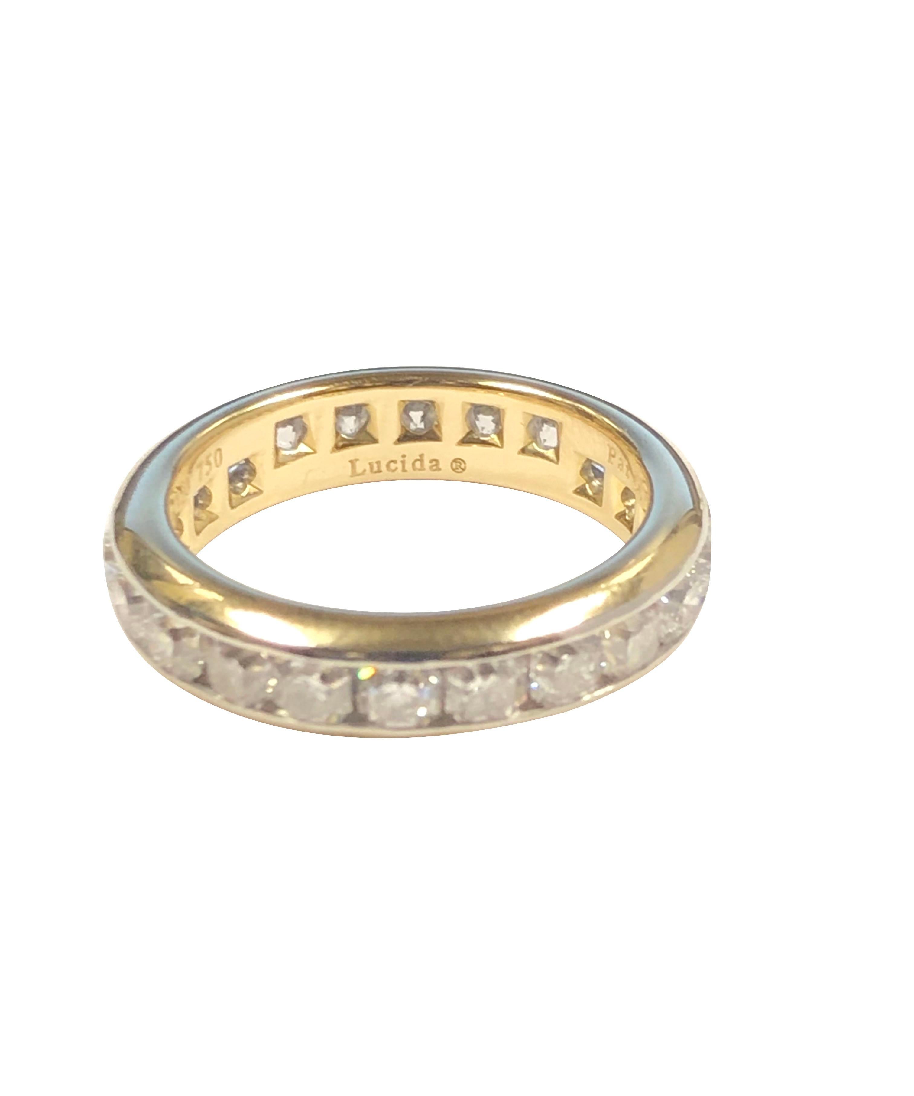 Mixed Cut Tiffany & Company Platinum and 18k Lucida Diamond Eternity Band Ring For Sale