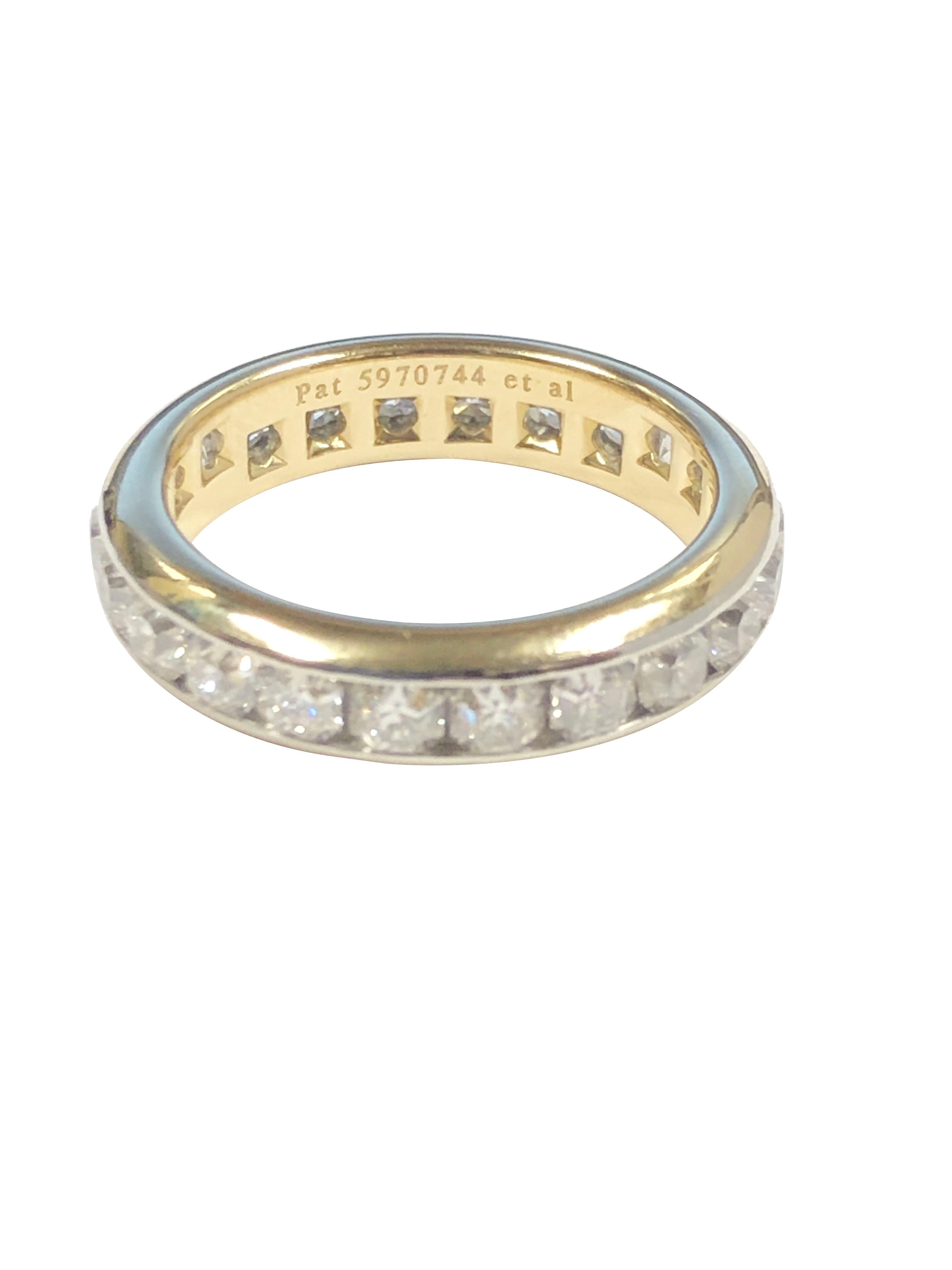Tiffany & Company Platinum and 18k Lucida Diamond Eternity Band Ring In Excellent Condition For Sale In Chicago, IL
